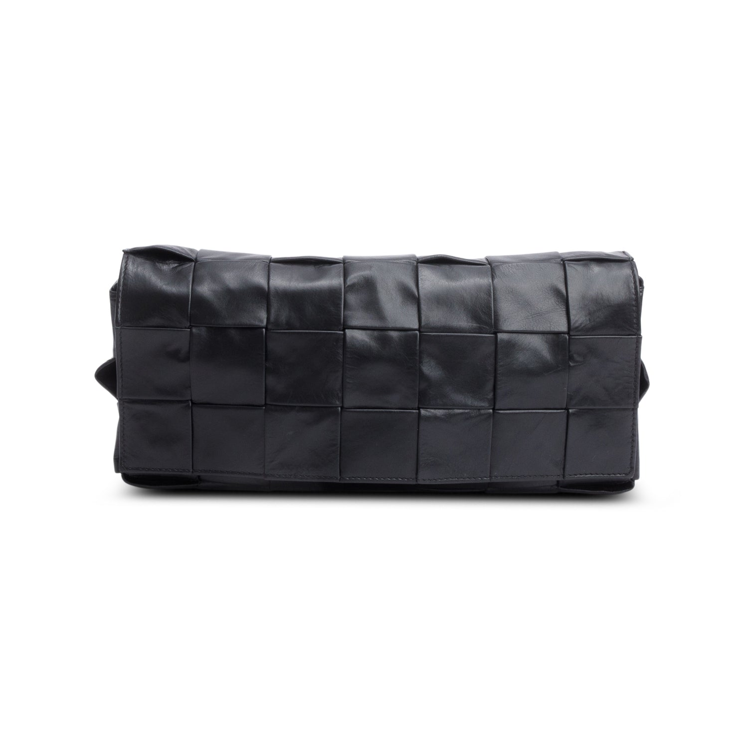 Bottega Veneta Black Paper Intrecciato The Stretch Cassette Bag w/ Zip Pouch