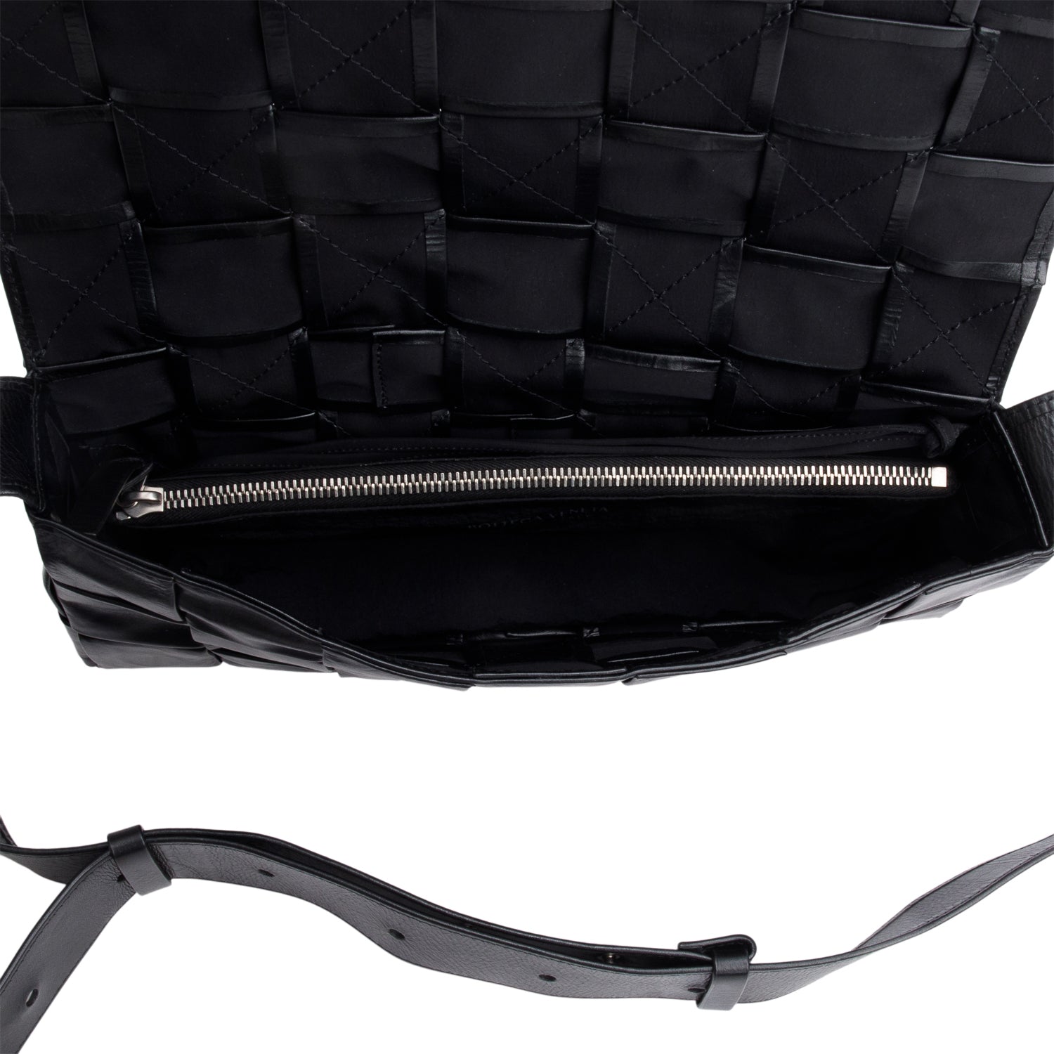 Bottega Veneta Black Paper Intrecciato The Stretch Cassette Bag w/ Zip Pouch