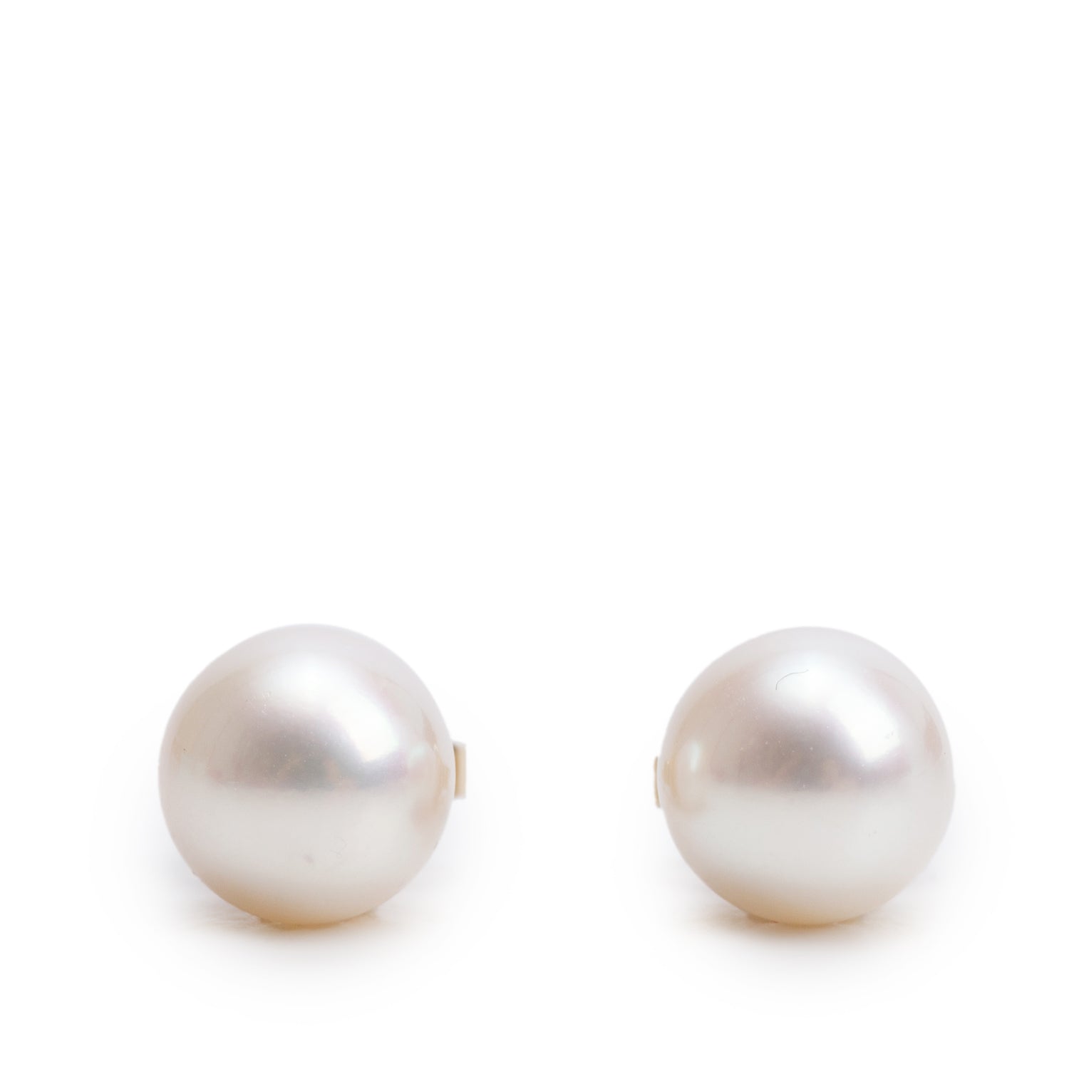 Tiffany & Co. 18k Yellow Gold Signature Pearl Stud Earrings, 7-7.5 MM w/ Box