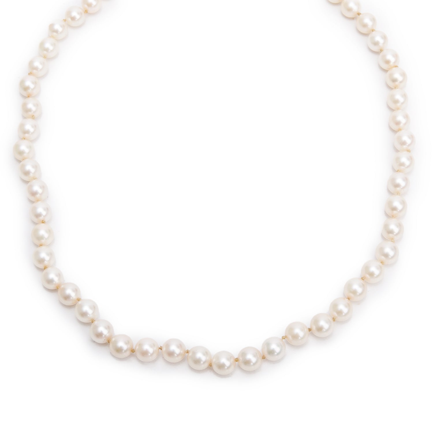 Tiffany & Co. 2022 18k White Gold 7-7.5 MM Akoya Cultured Pearl Necklace w/ Box & Receipt