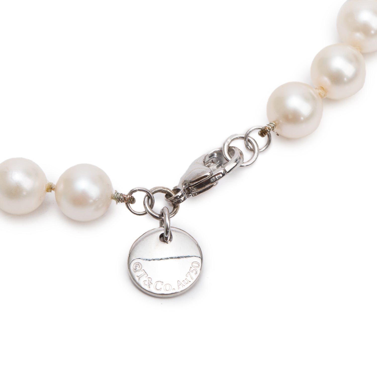 Tiffany & Co. 2022 18k White Gold 7-7.5 MM Akoya Cultured Pearl Necklace w/ Box & Receipt