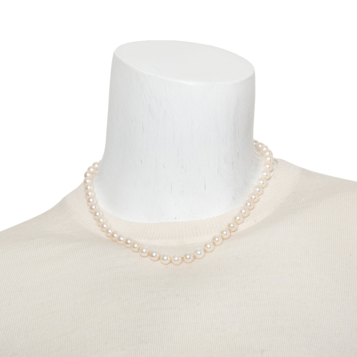 Tiffany & Co. 2022 18k White Gold 7-7.5 MM Akoya Cultured Pearl Necklace w/ Box & Receipt