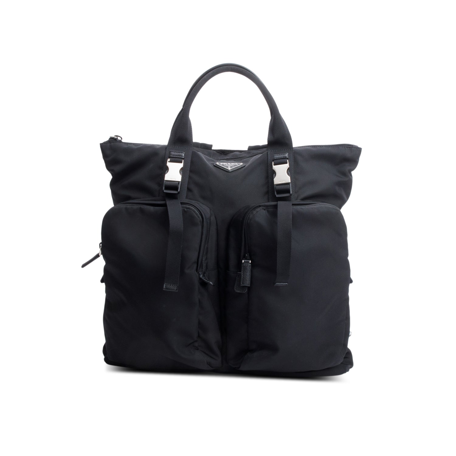 Prada Black Re-Nylon and Saffiano Leather Montagna Tote Backpack