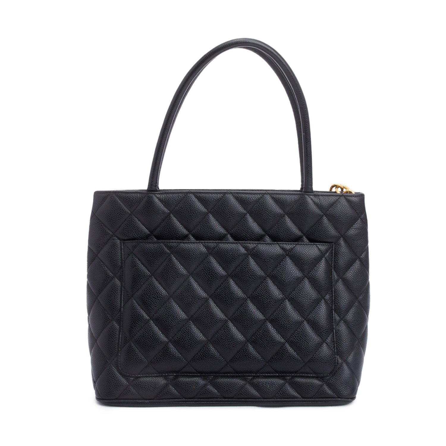 Chanel Vintage Black Caviar Leather Medallion Tote