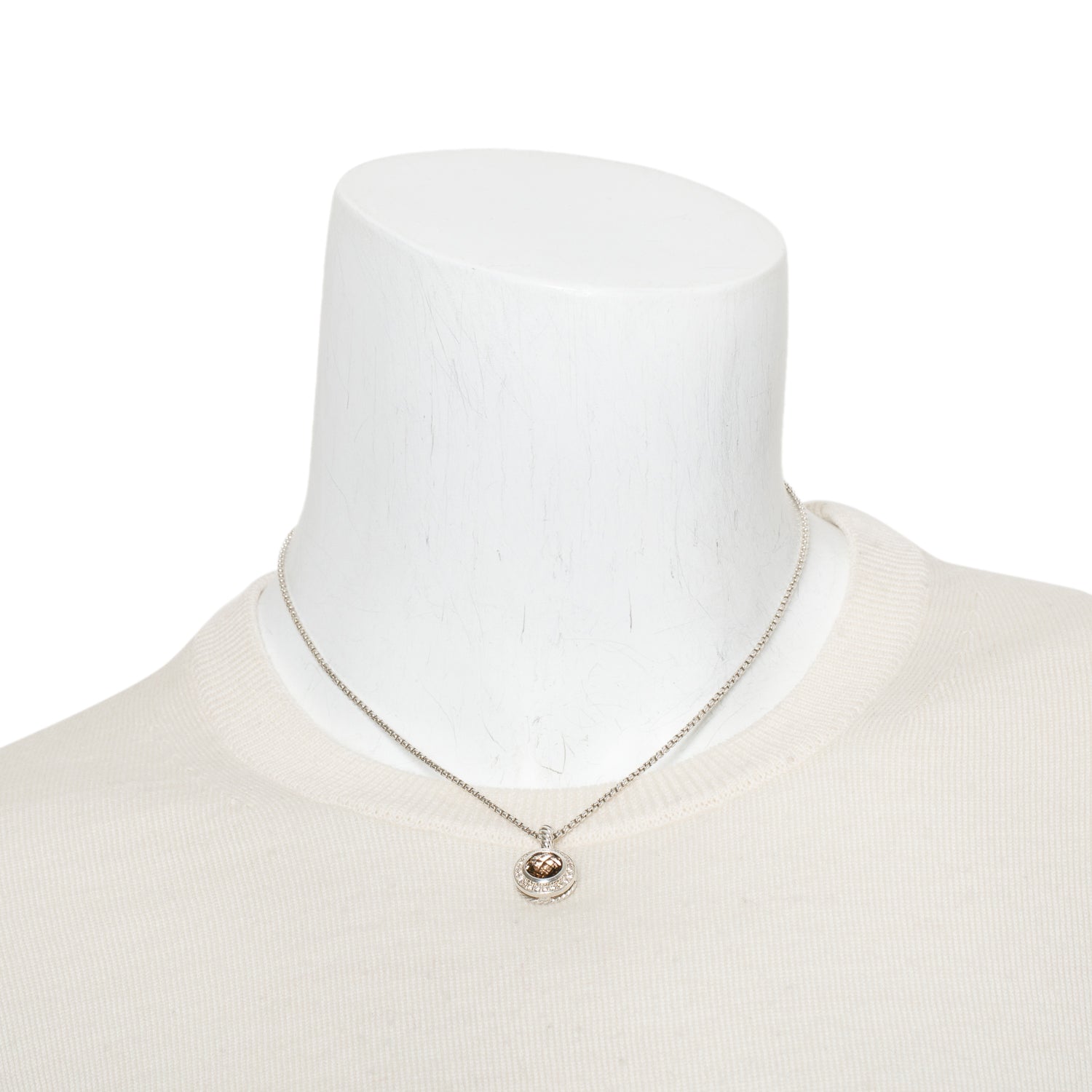 David Yurman Sterling Silver Smoky Quartz & Diamond Petite Cerise Pendant Necklace