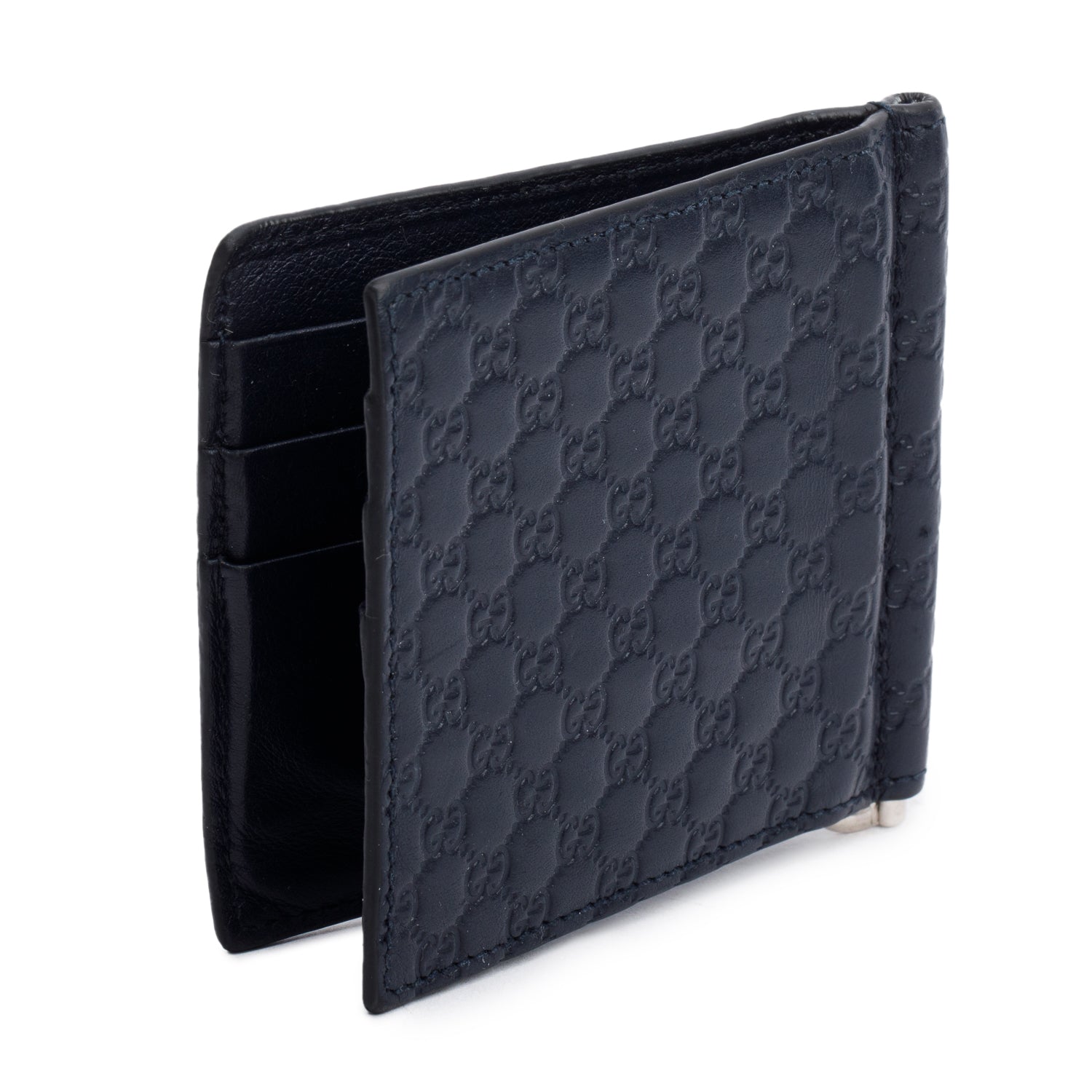 Gucci Black Microguccissima Jumbo GG Money Clip Card Holder