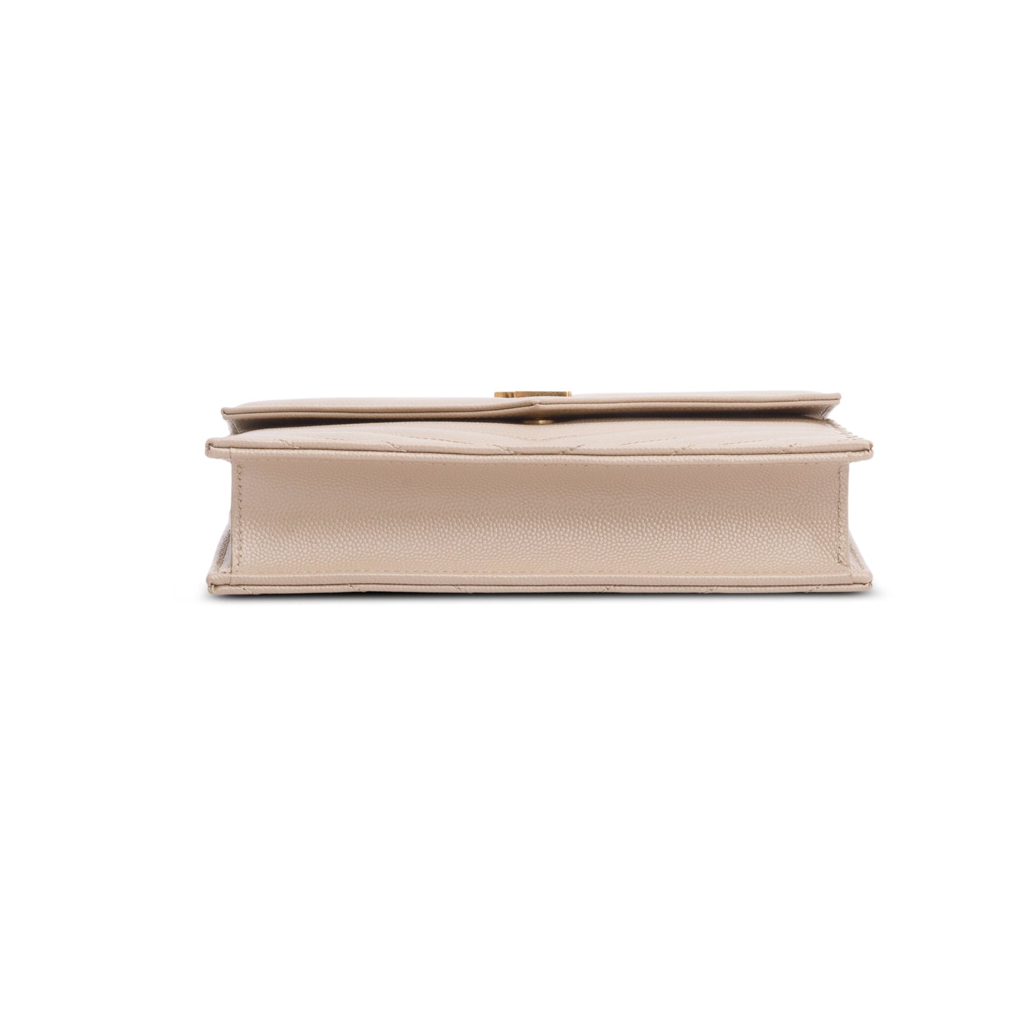 Saint Laurent 2022 Beige Cassandre Matelasse Envelope Chain Wallet w/ Box