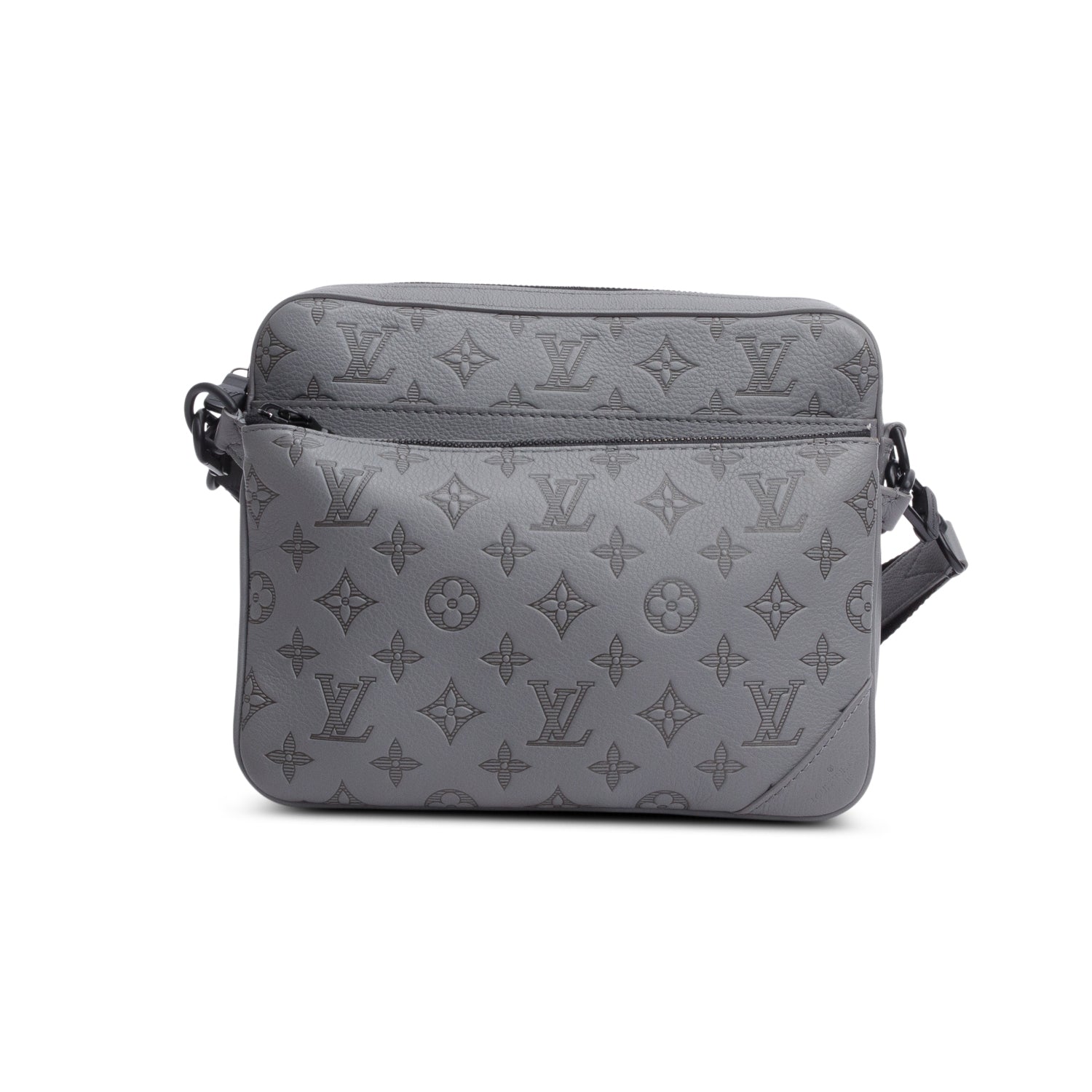Louis Vuitton Grey Monogram Shadow Embossed Calfskin Leather Trio Messenger Bag