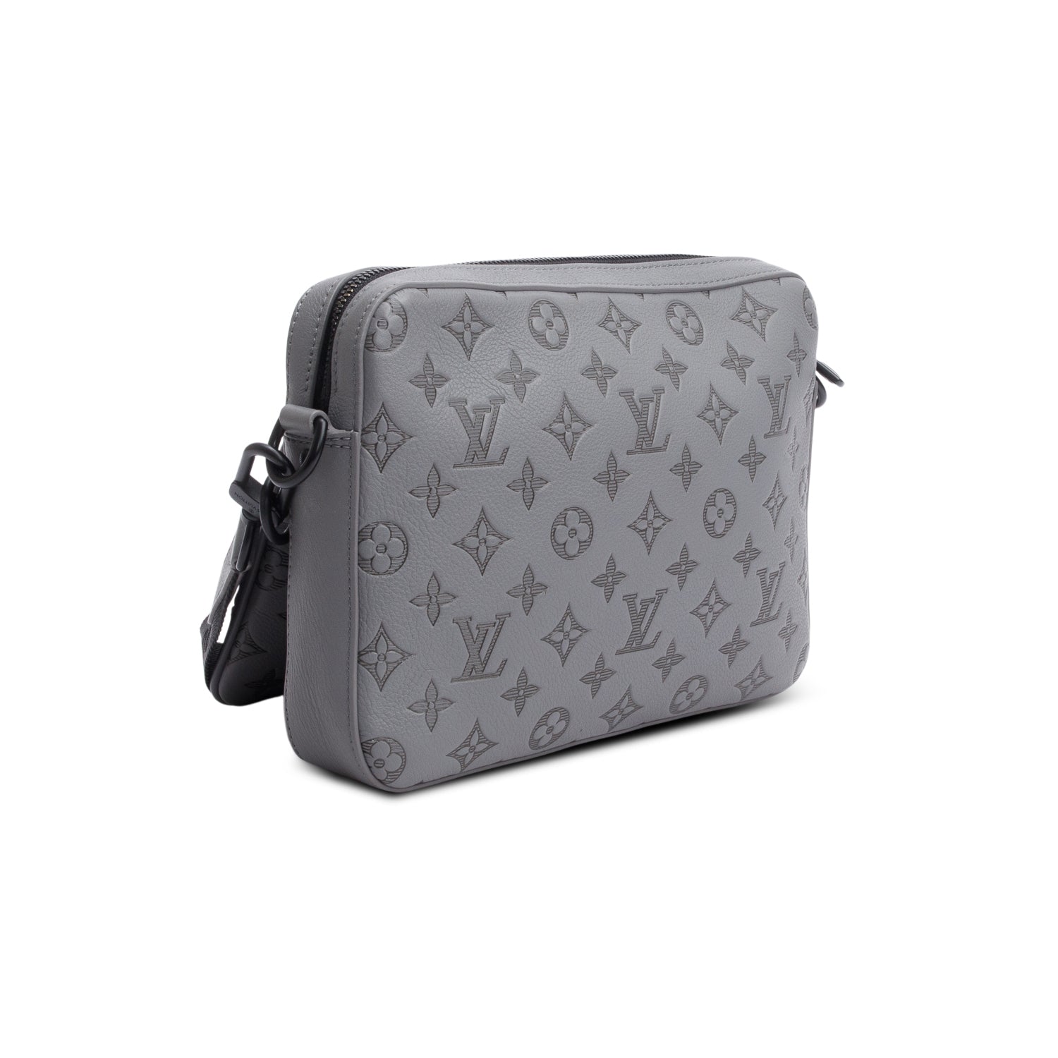 Louis Vuitton Grey Monogram Shadow Embossed Calfskin Leather Trio Messenger Bag