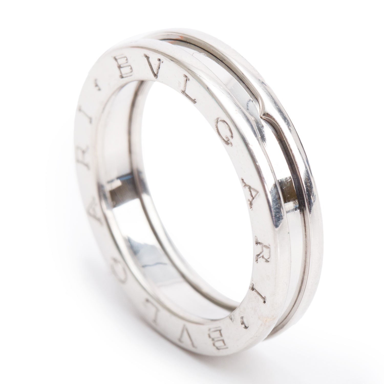 BVLGARI 18k White Gold B.Zero1 1-Band Ring, Size 56 7.75
