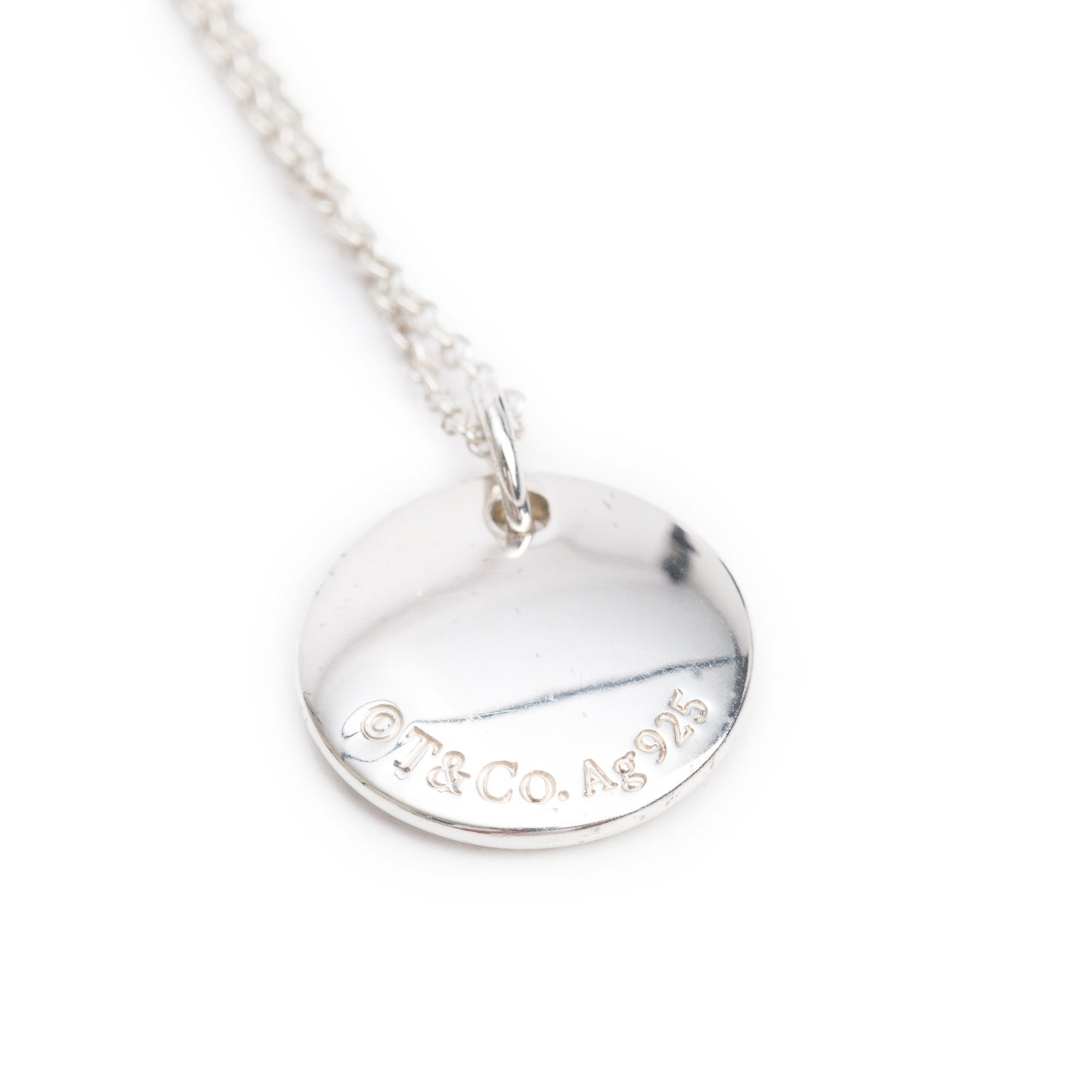 Tiffany & Co. Sterling Silver Notes Letter 'M' Disc Charm Pendant Necklace