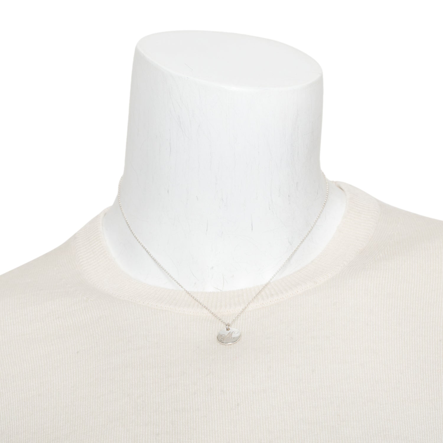 Tiffany & Co. Sterling Silver Notes Letter 'M' Disc Charm Pendant Necklace