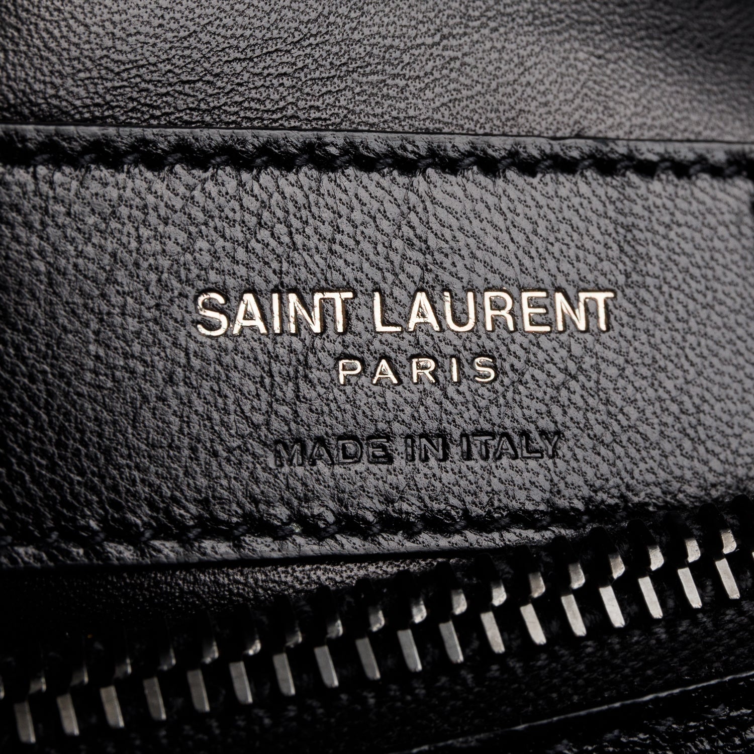 Saint Laurent Black Leather Large Chevron College Bag