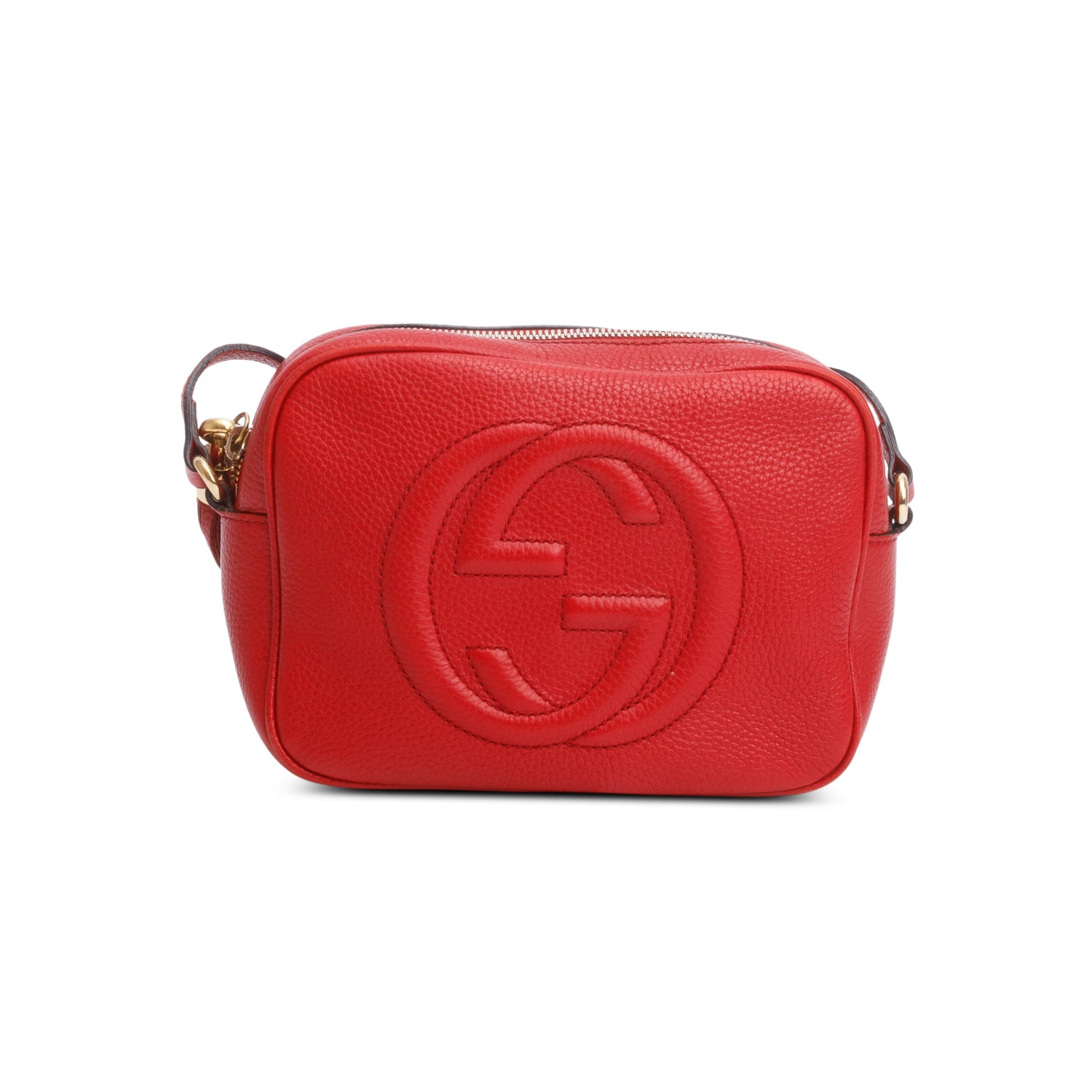Gucci Red Pebbled Calfskin Leather Small Soho Disco Bag