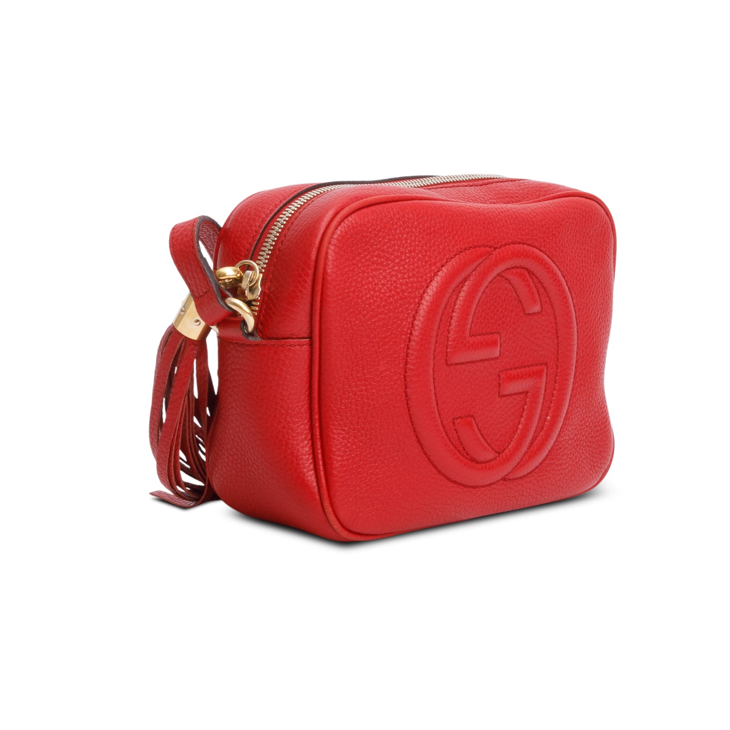 Gucci Red Pebbled Calfskin Leather Small Soho Disco Bag