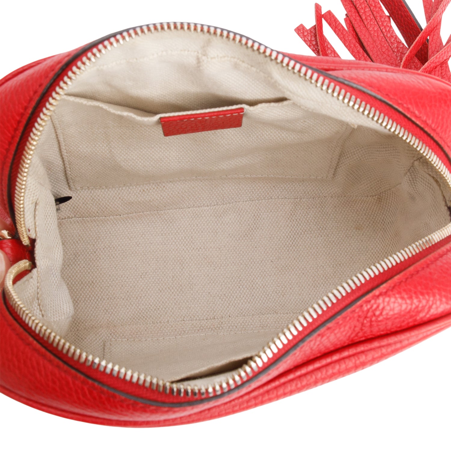 Gucci Red Pebbled Calfskin Leather Small Soho Disco Bag