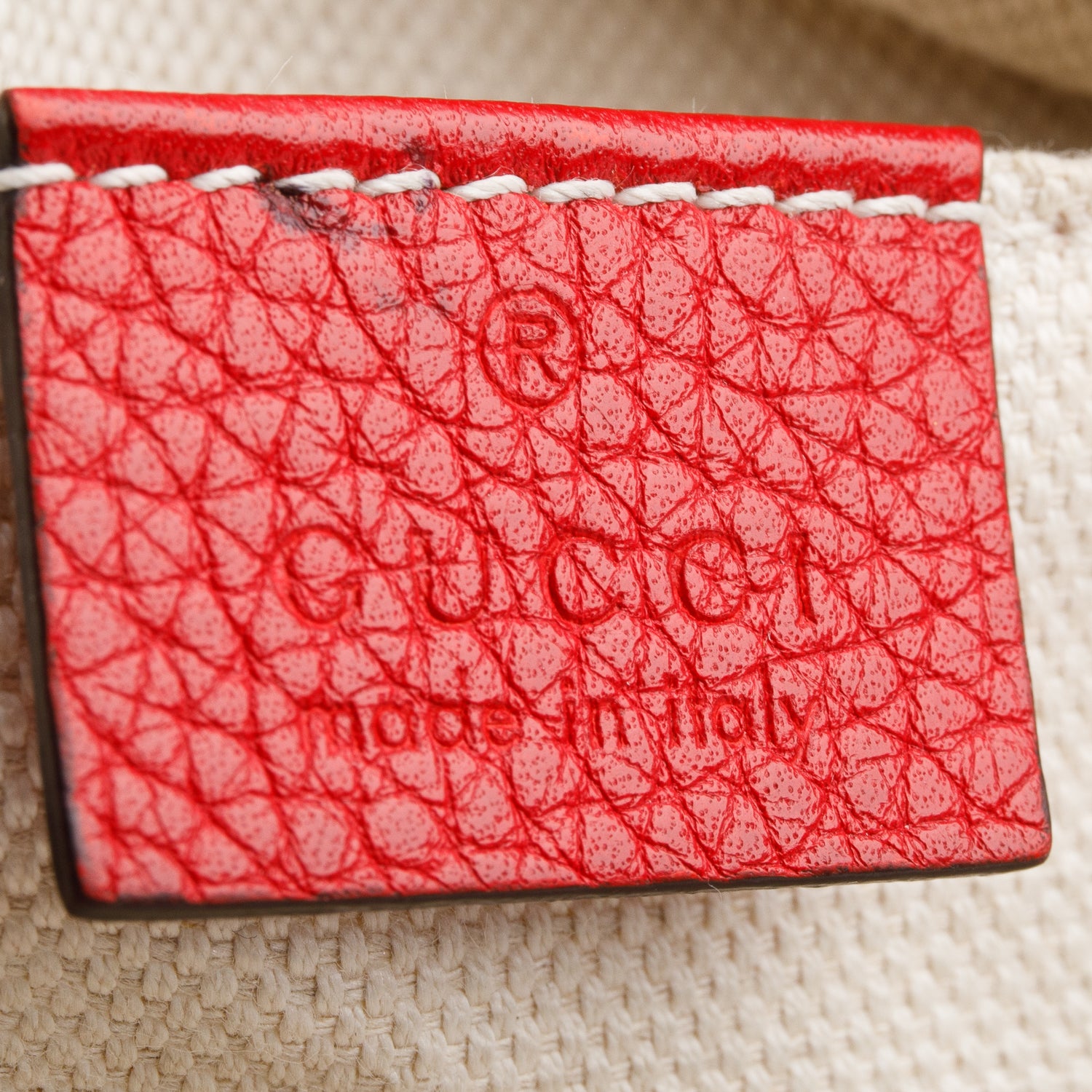 Gucci Red Pebbled Calfskin Leather Small Soho Disco Bag