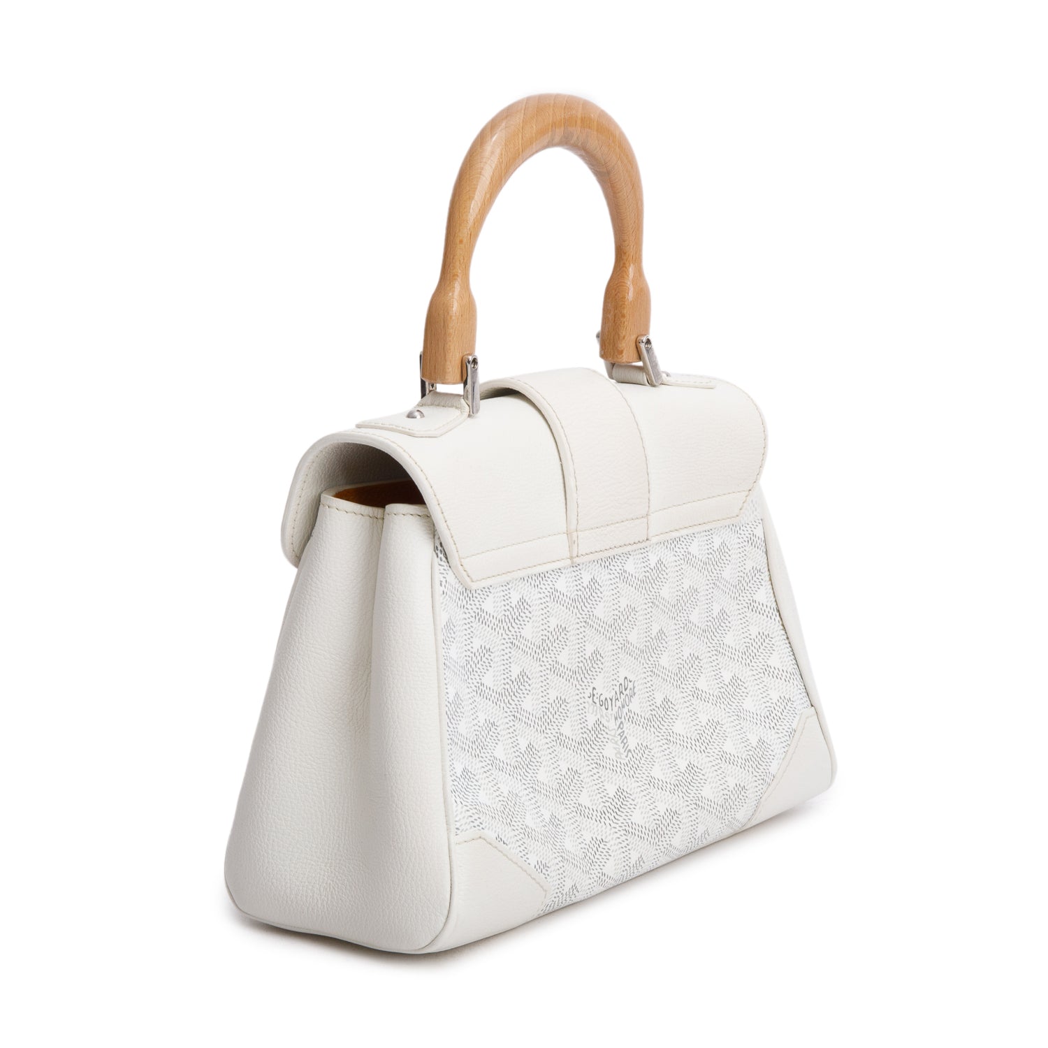 Goyard 2021 White Leather & Goyardine Canvas Saigon Souple Mini Bag w/ Strap