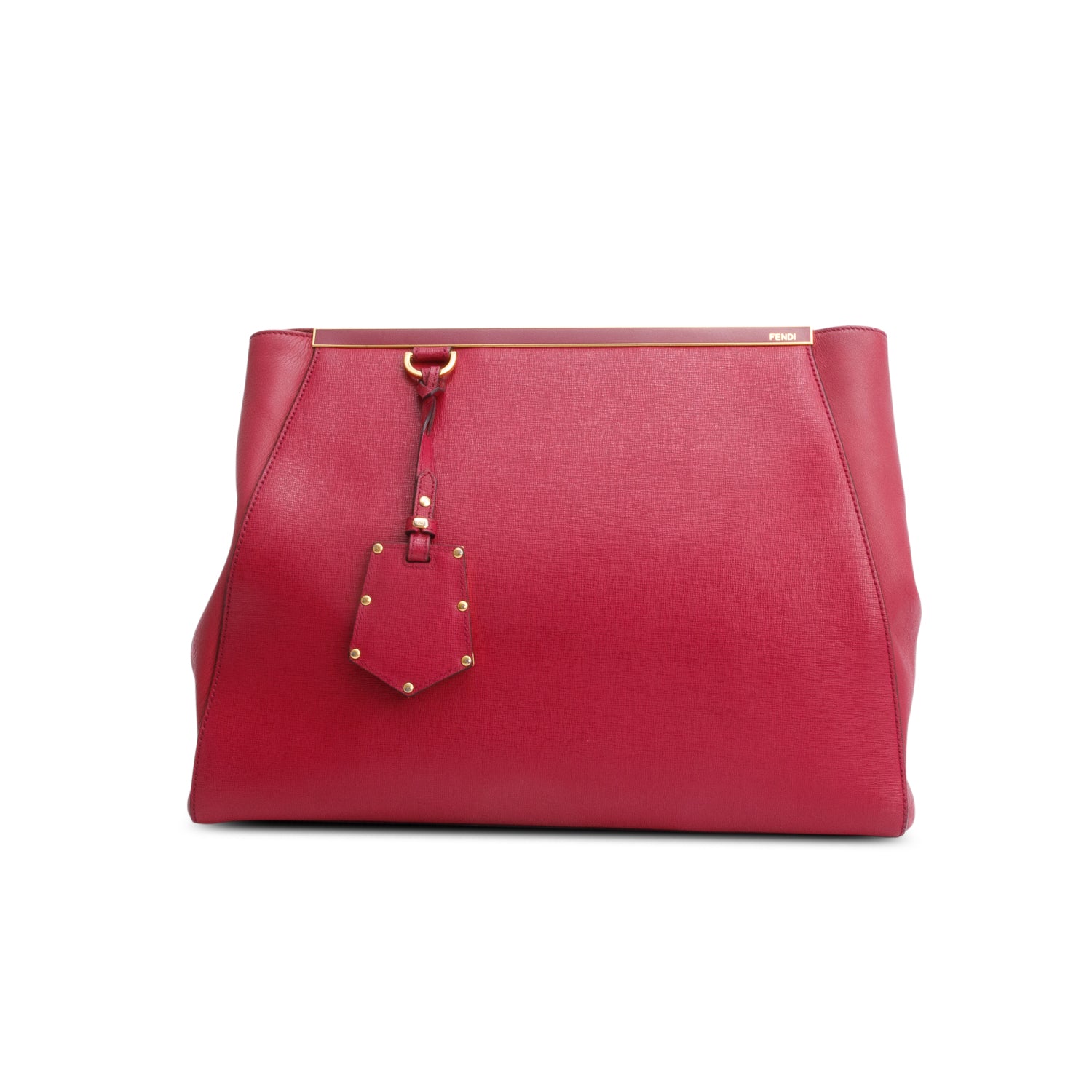 Fendi Red Vitello Elite Leather Medium 2Jours Tote w/ Strap