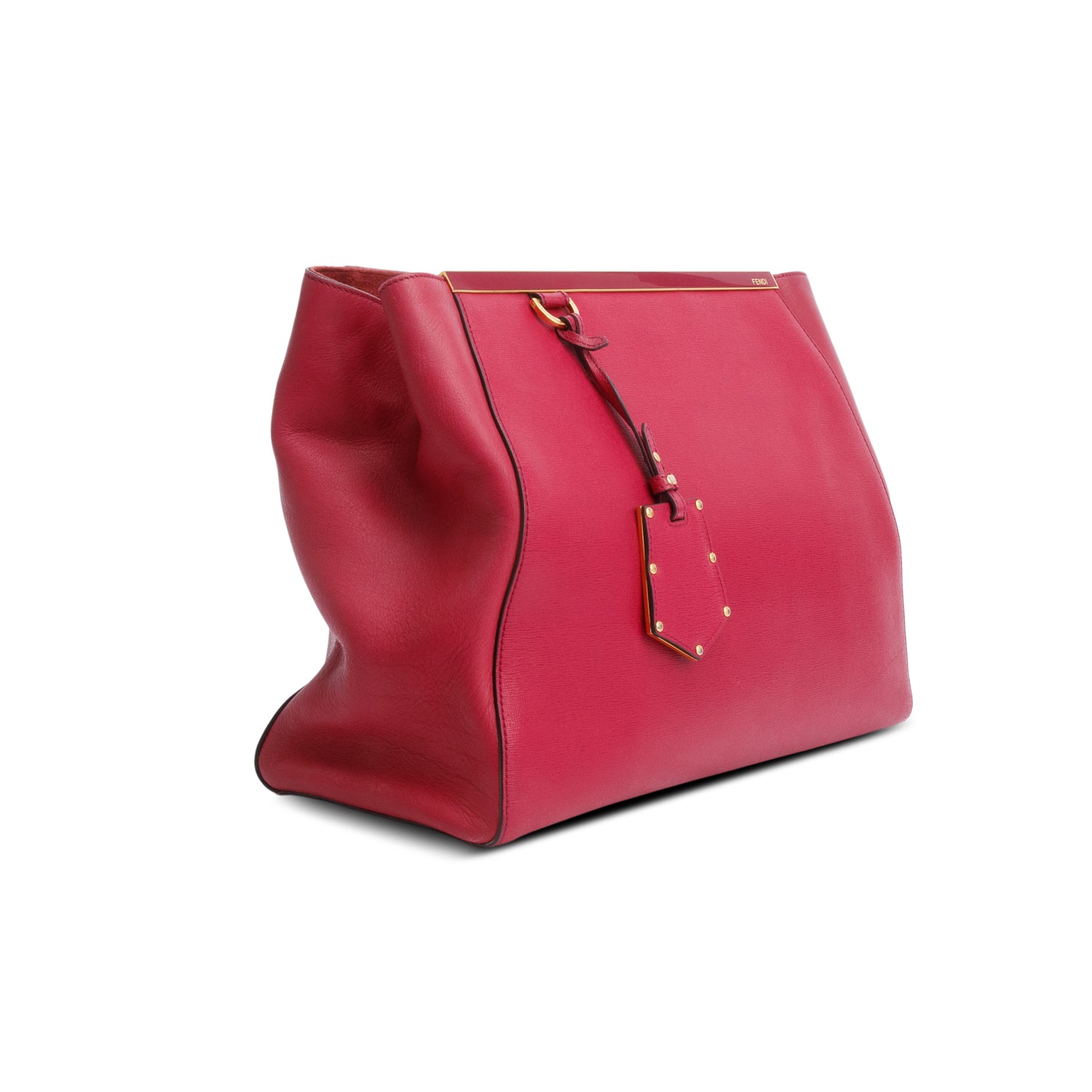 Fendi Red Vitello Elite Leather Medium 2Jours Tote w/ Strap