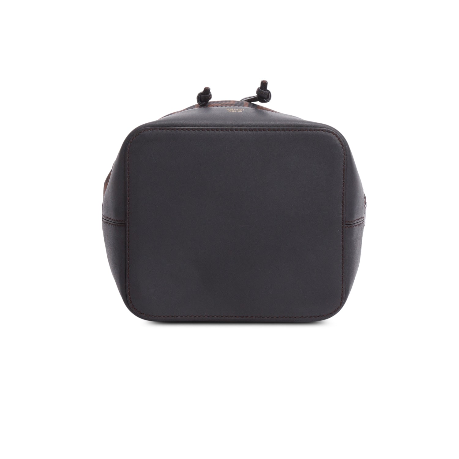 Fendi Brown Zucca FF Mesh Calfskin Leather Small Mon Tresor Bucket Bag w/ Strap