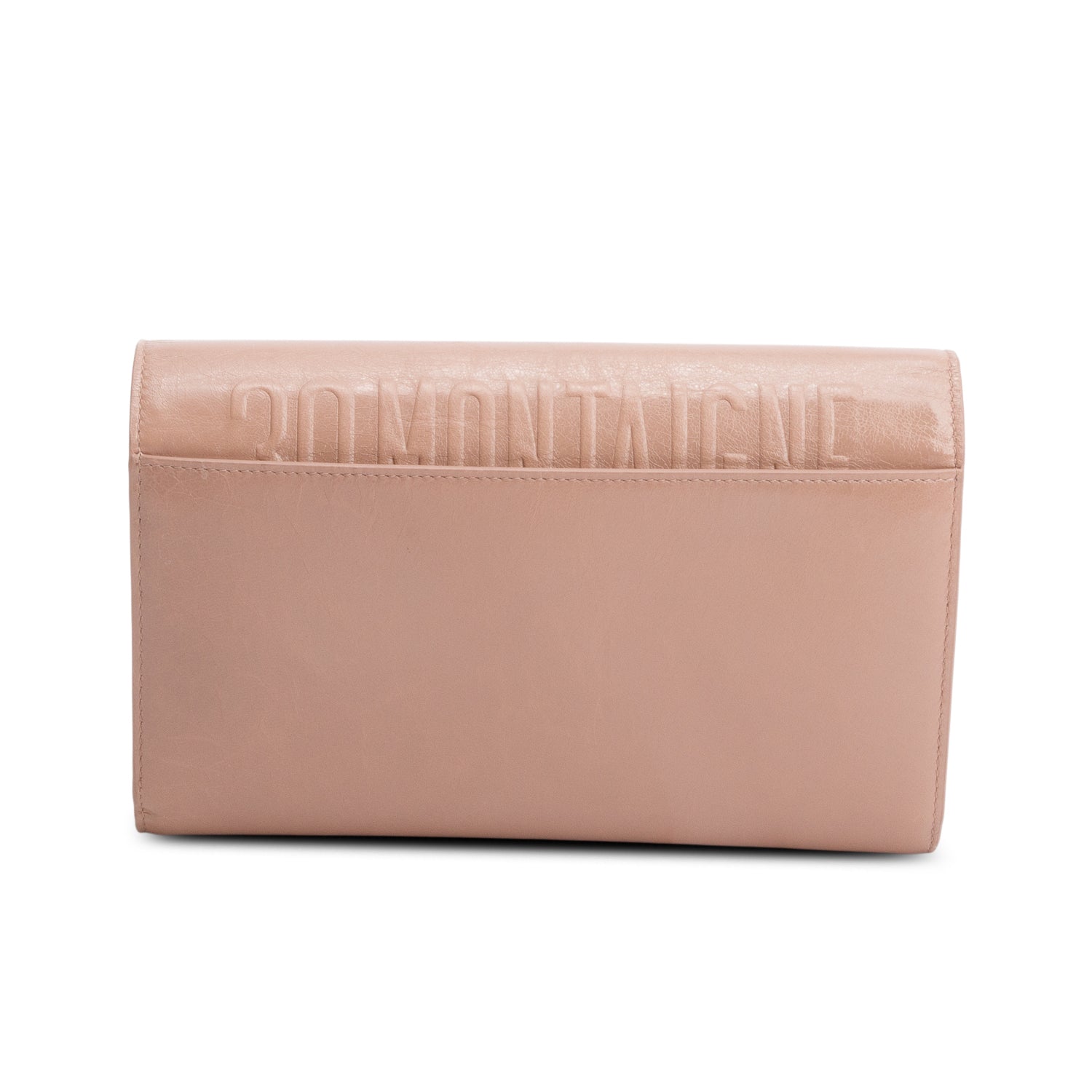 Christian Dior Beige Crinkled Leather 30 Montaigne Wallet on Chain