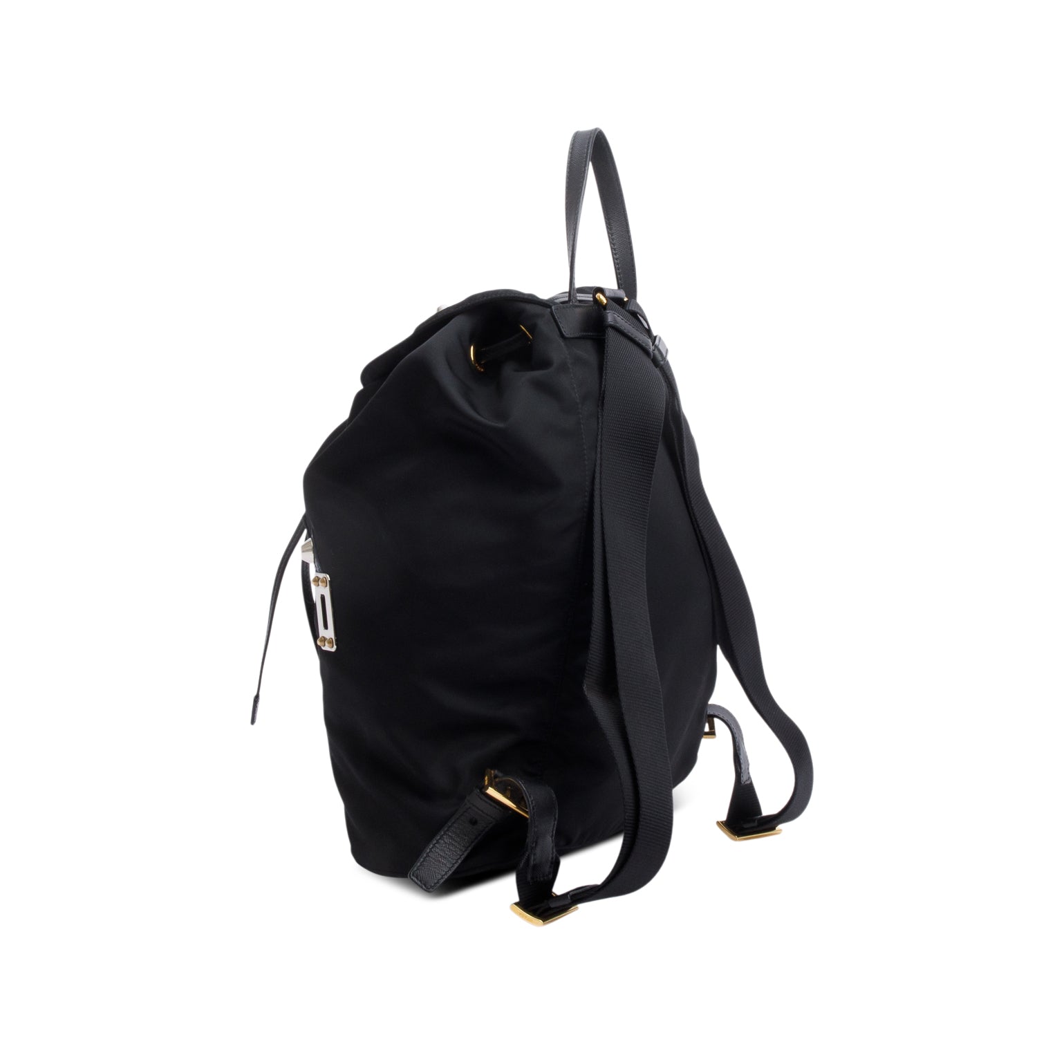 Prada Black Tessuto Nylon Grey Saffiano Leather Trim Robot Backpack