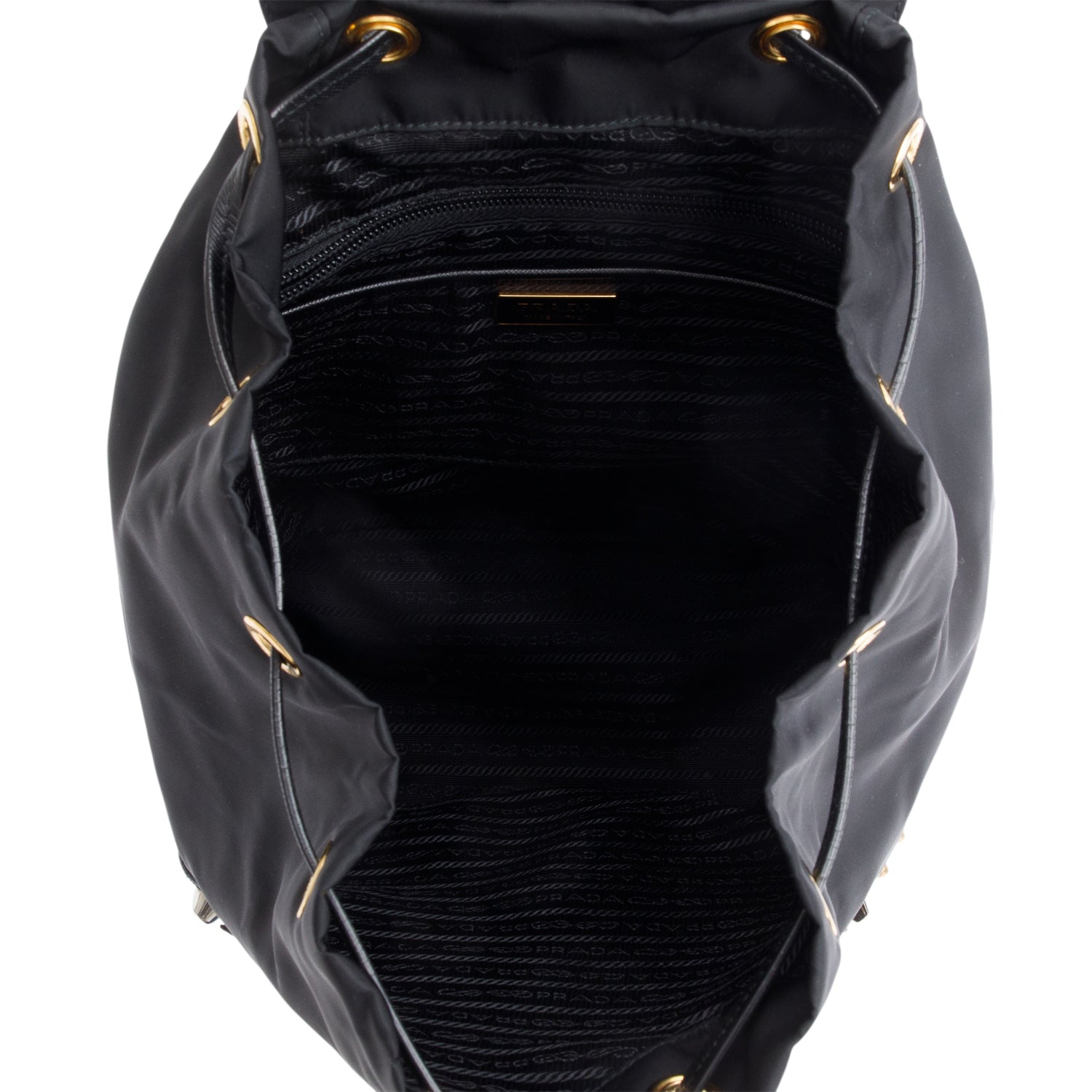 Prada Black Tessuto Nylon Grey Saffiano Leather Trim Robot Backpack