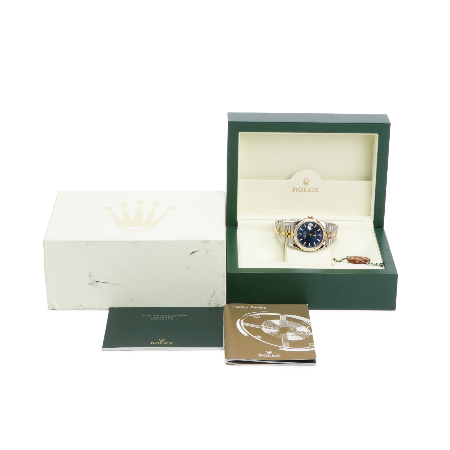 Rolex Stainless Steel & 18k Yellow Gold Blue Roulette Dial Datejust 36 MM Watch 116233 w/ Box