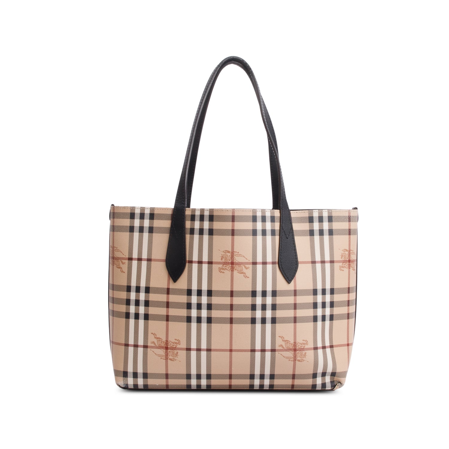 Burberry Black Calfskin Leather House Check Small Reversible Tote w/ Box