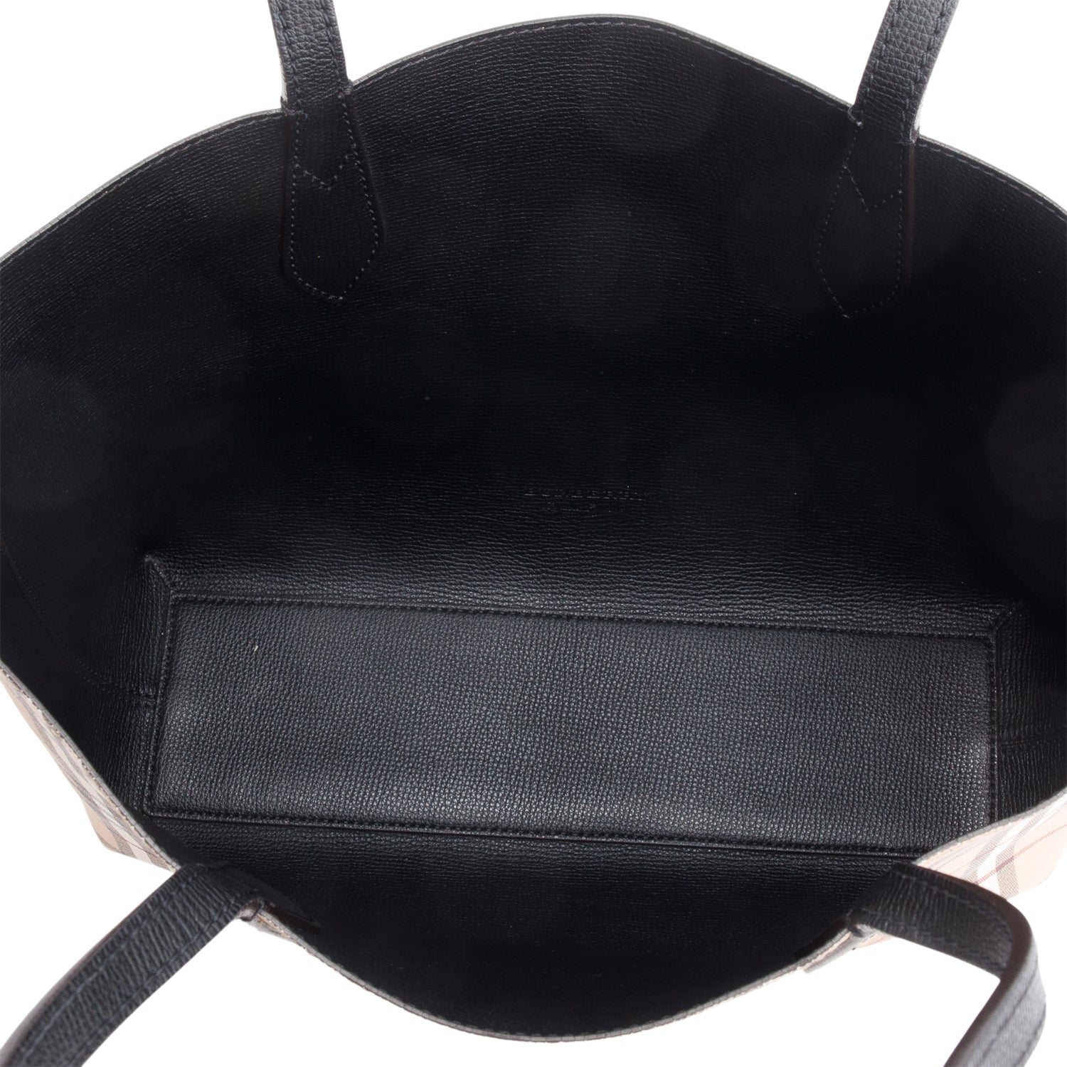 Burberry Black Calfskin Leather House Check Small Reversible Tote w/ Box