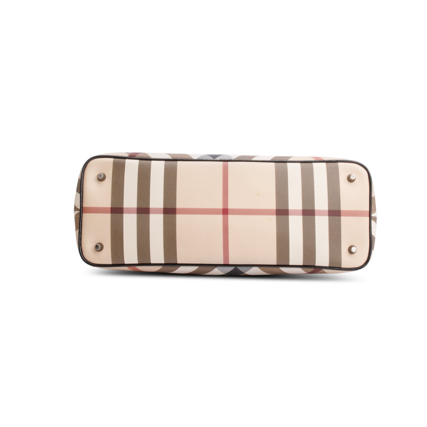 Burberry Super Nova Check Black Patent Leather Trim Small Tote w/ Box