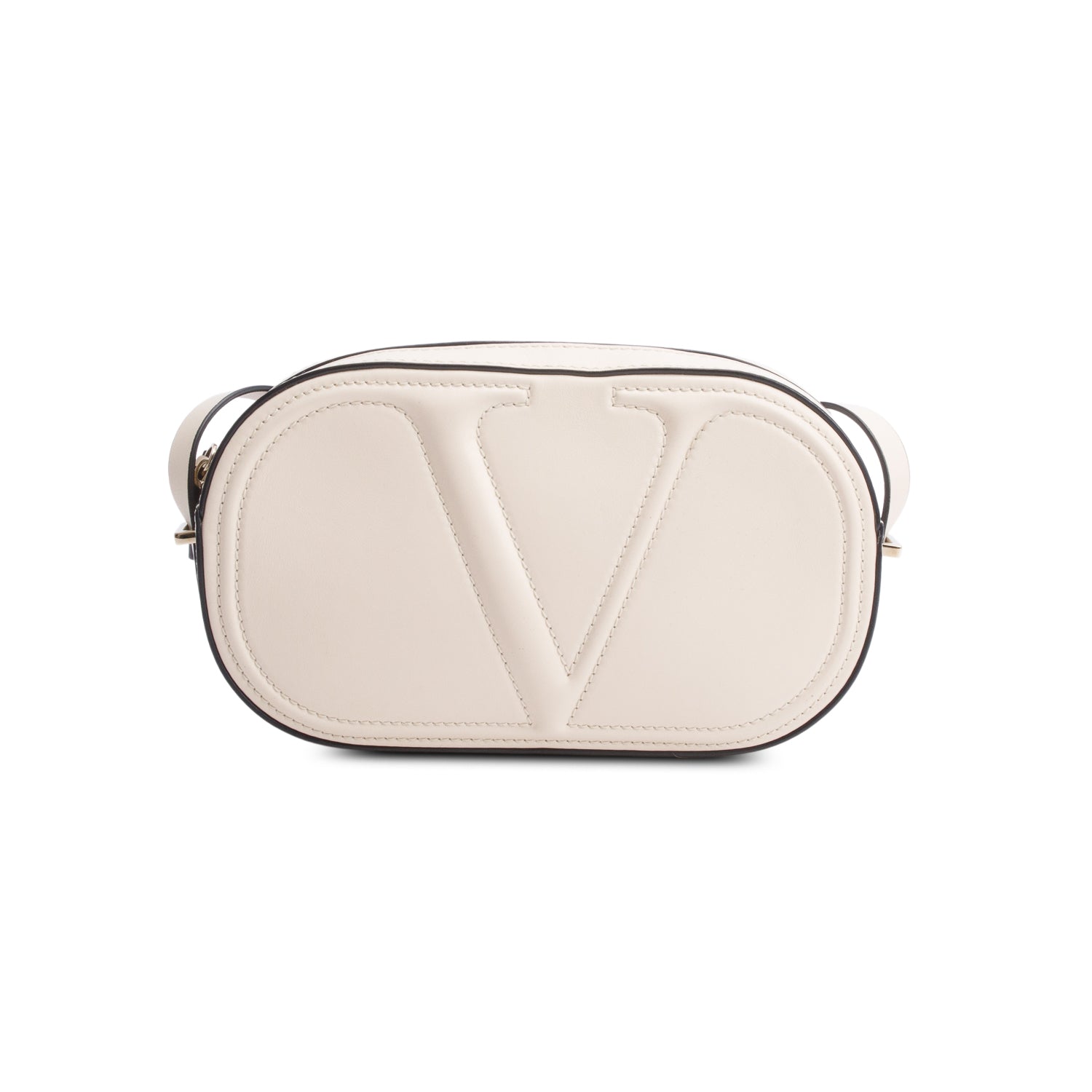 Valentino White Calfskin Leather Vlogo Walk Crossbody Bag