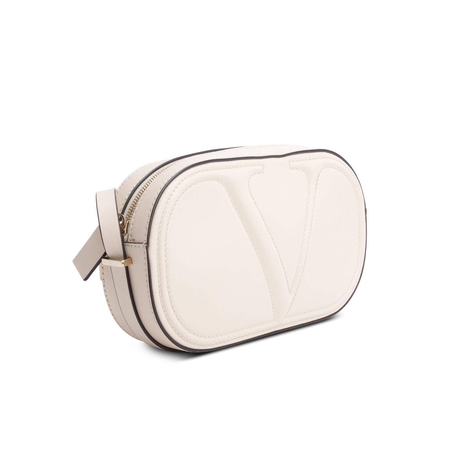 Valentino White Calfskin Leather Vlogo Walk Crossbody Bag