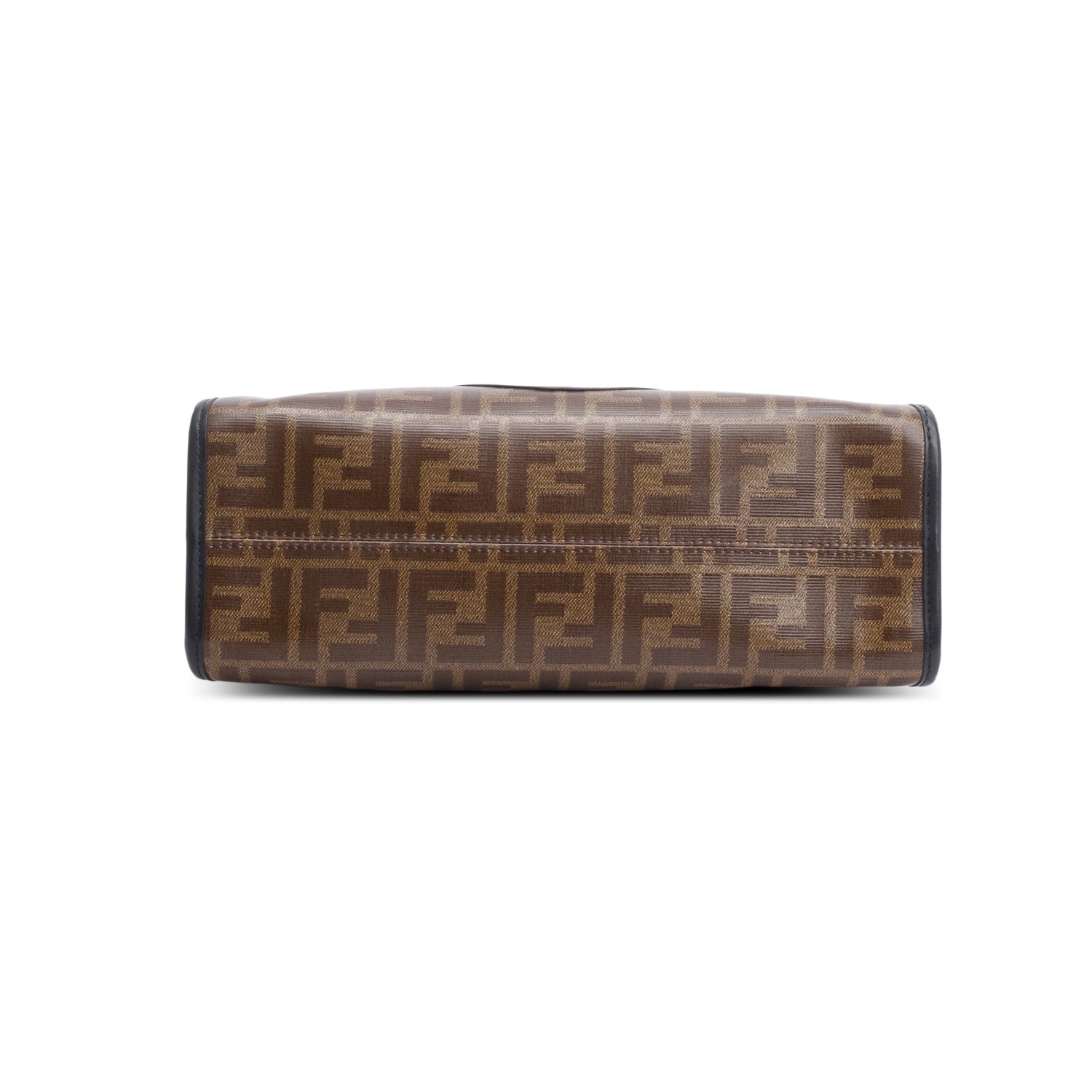 Fendi Brown FF Zucca Glazed Canvas Plexiglass Small Runaway Bag Tote