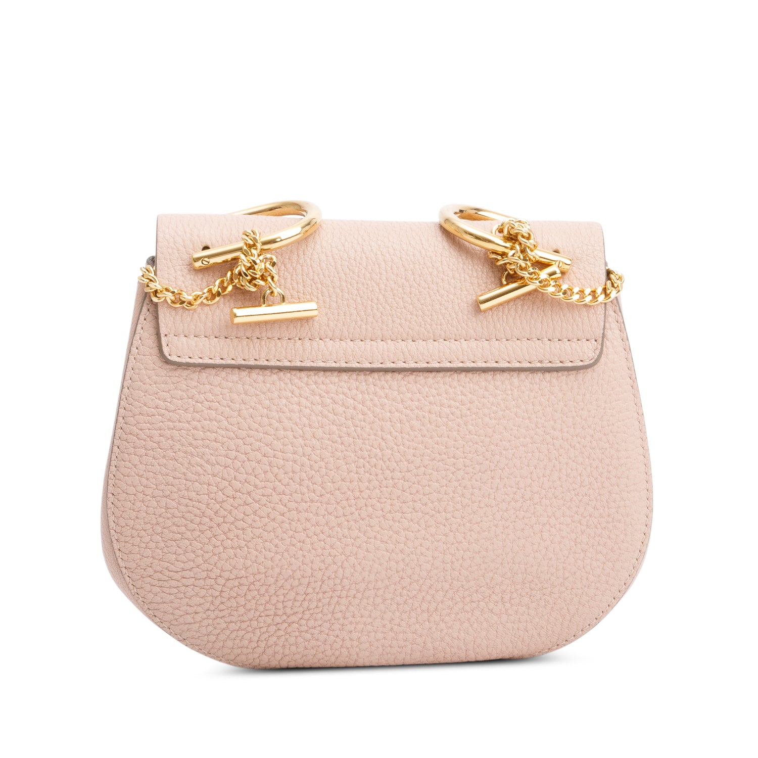 Chloe Pink Grained Calfskin Leather Mini Drew Crossbody Bag