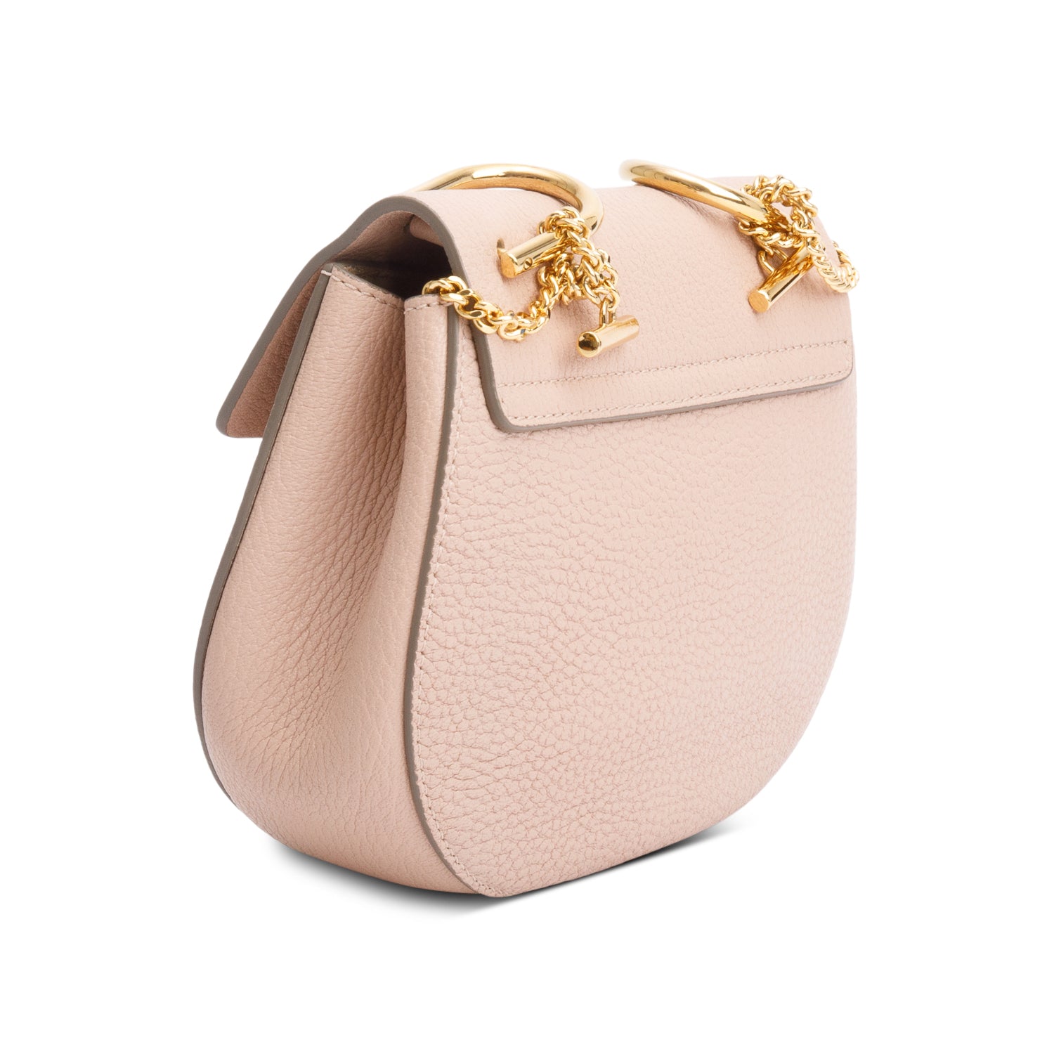 Chloe Pink Grained Calfskin Leather Mini Drew Crossbody Bag