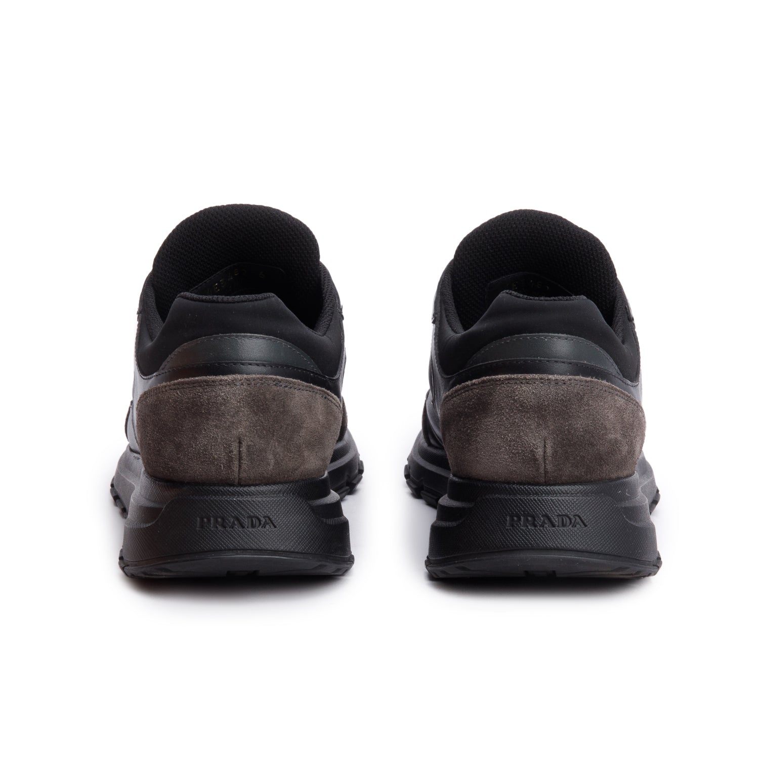 Prada Black Leather Suede Athletic Sneakers, Men's Size 6 w/ Box