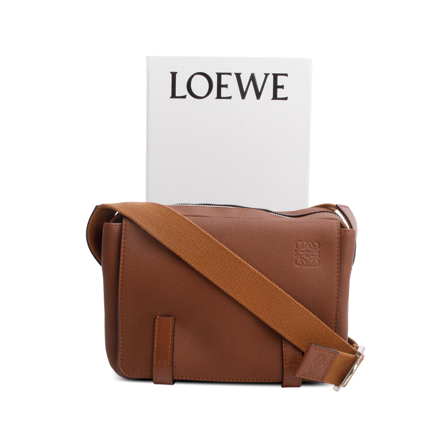 Loewe Brown Supple Smooth Leather XS Military Messenger Bag w/ Box