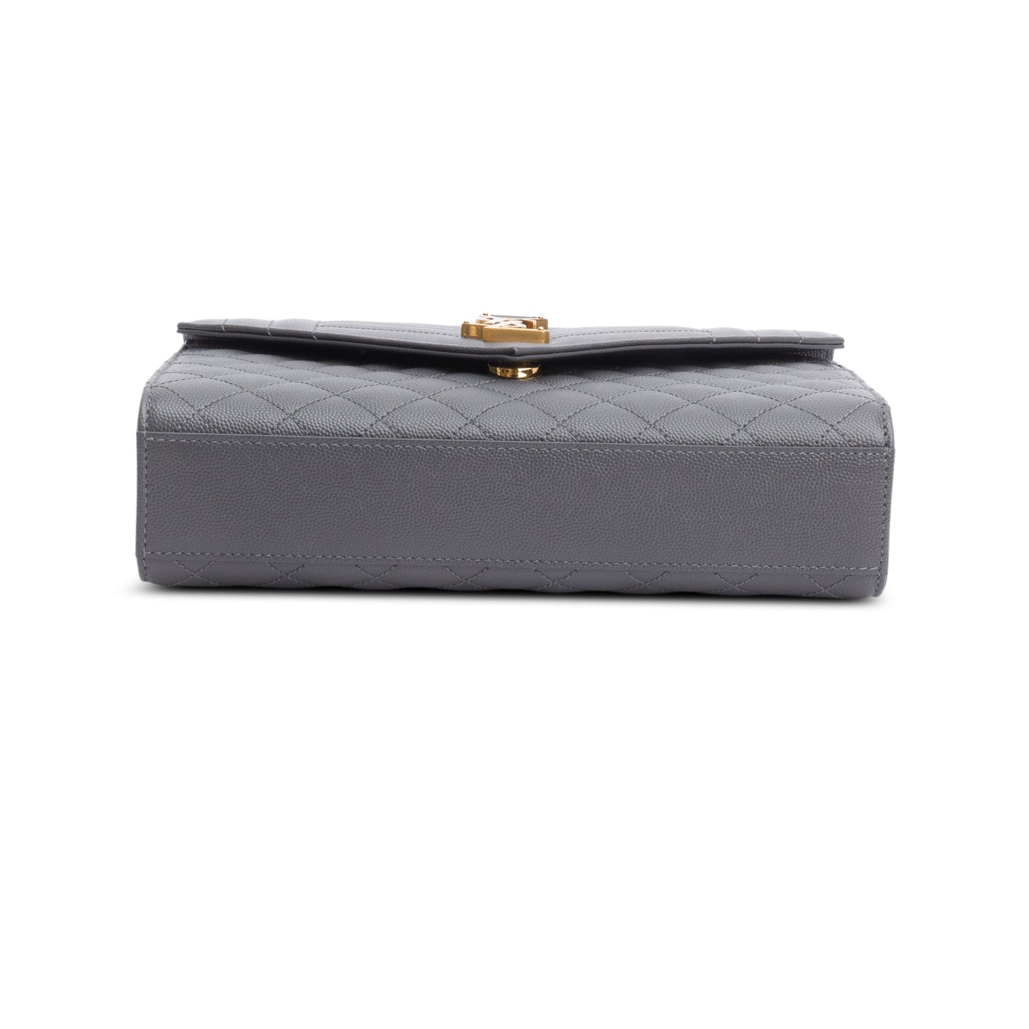 Saint Laurent 2022 Grey Grained De Poudre Medium Envelope Shoulder Bag w/ Box