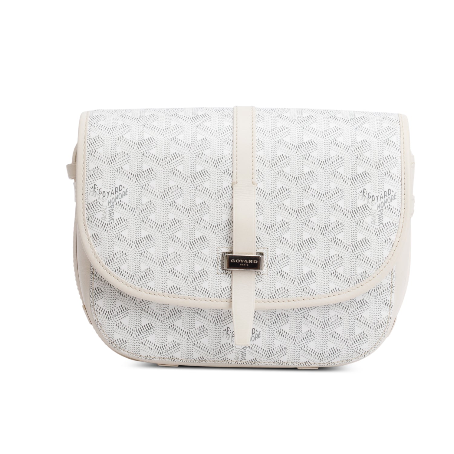 Goyard White Leather & Monogram Canvas Belvedere II PM Crossbody Bag