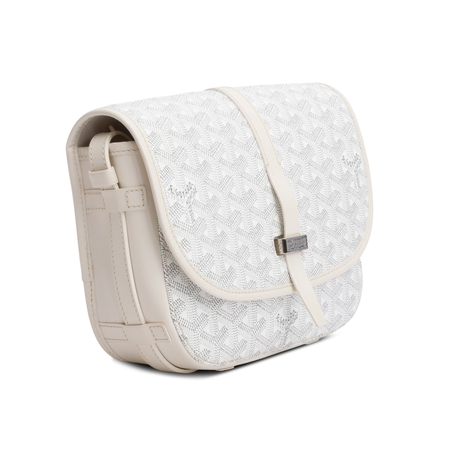 Goyard White Leather & Monogram Canvas Belvedere II PM Crossbody Bag