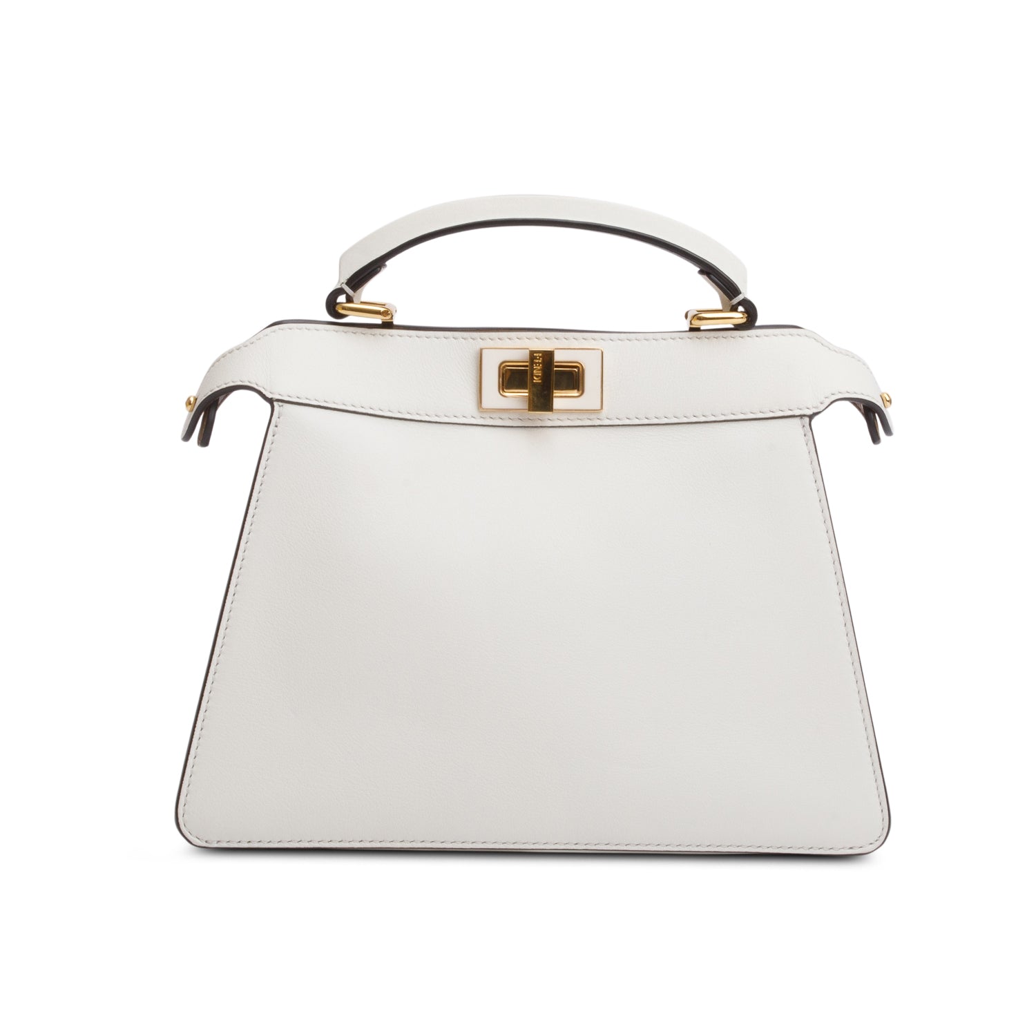 Fendi White/Tan Bicolor Nappa Leather Small Peekaboo ISeeU Bag w/ Strap