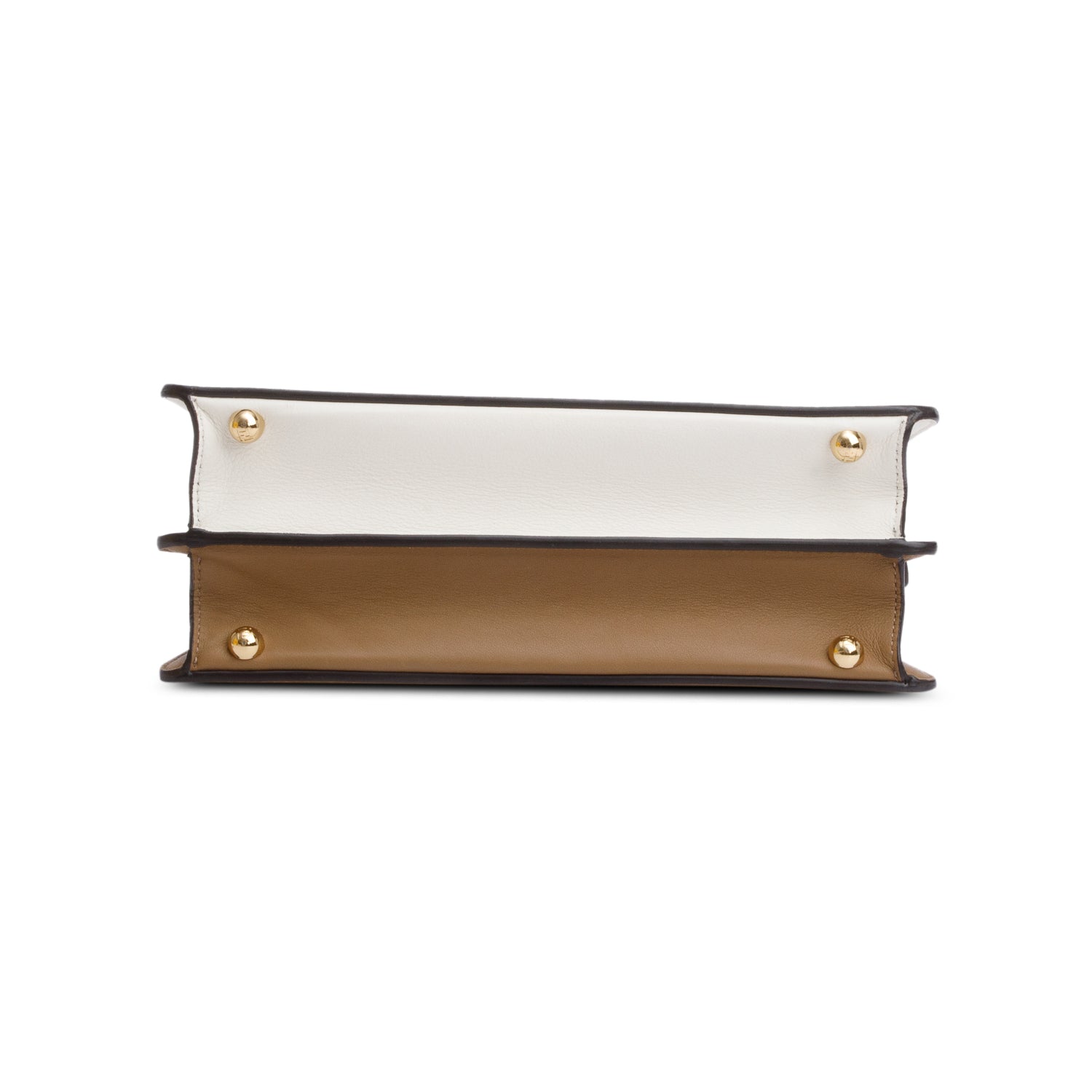 Fendi White/Tan Bicolor Nappa Leather Small Peekaboo ISeeU Bag w/ Strap