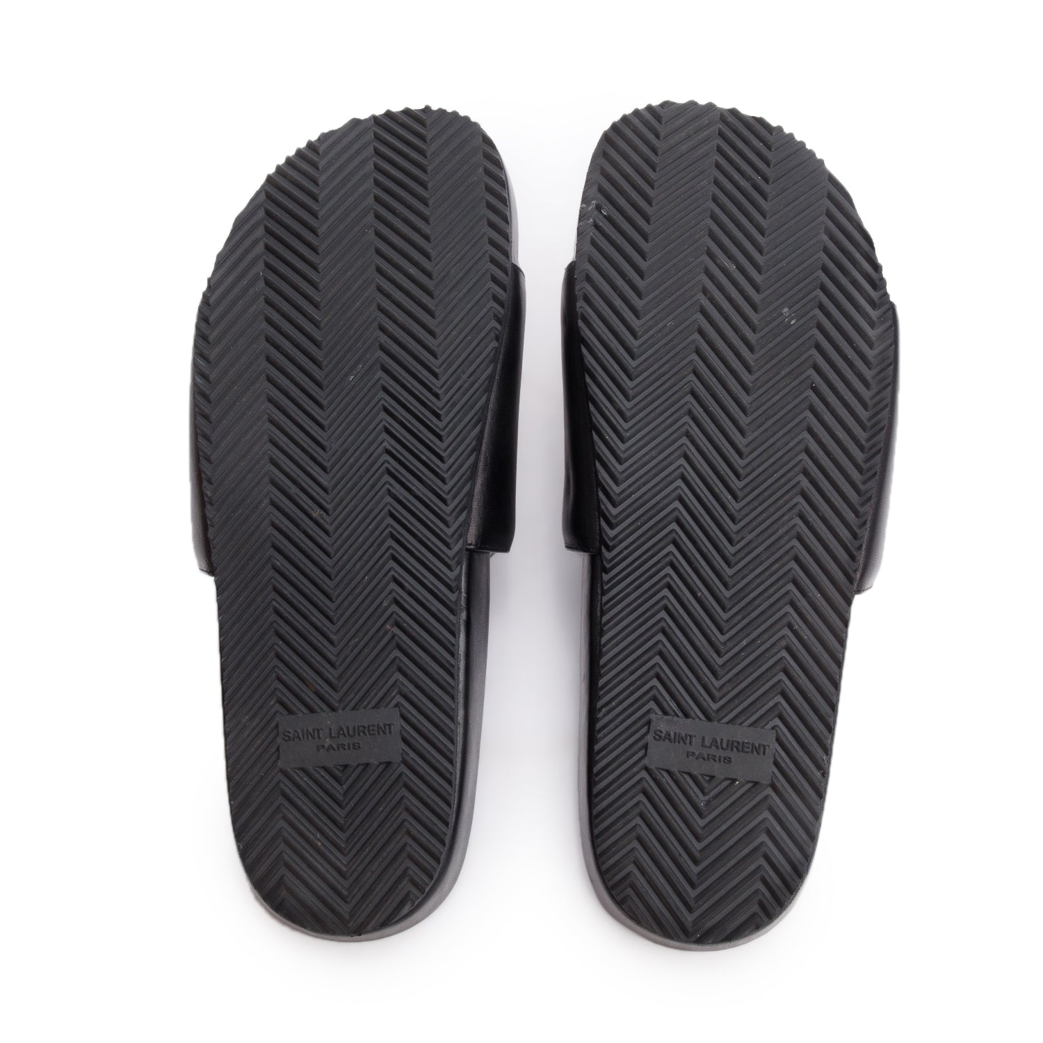 Saint Laurent Black Leather Joan Slide Sandals, Size 38.5 w/ Box