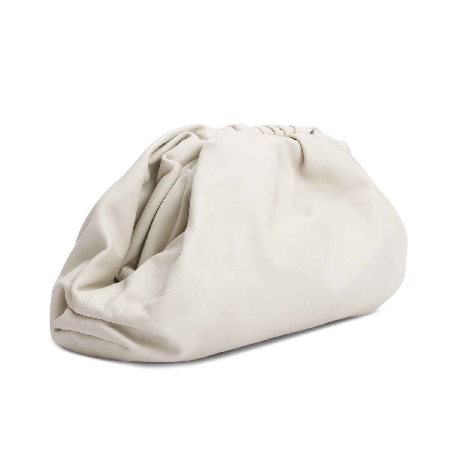 Bottega Veneta White Calfskin Leather The Classic Large Pouch