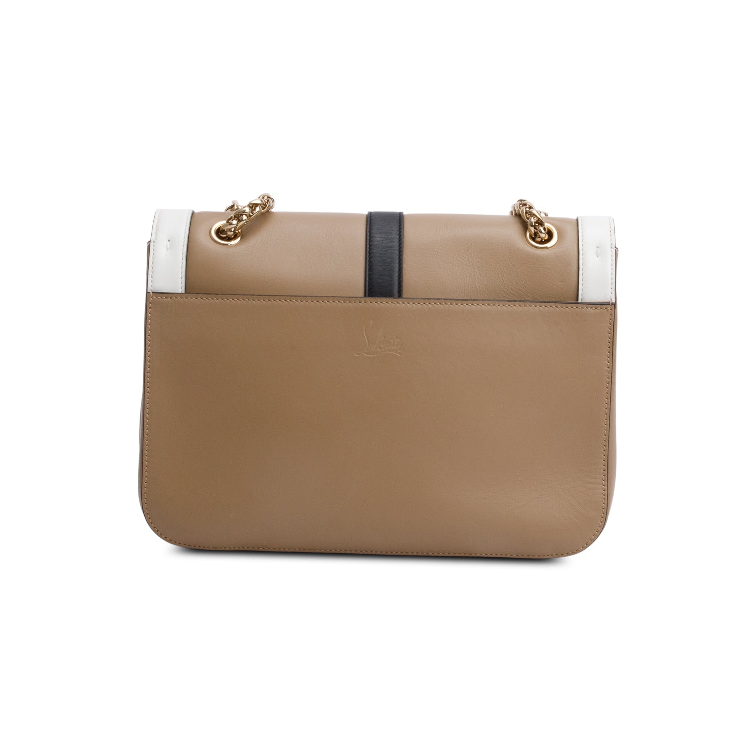 Christian Louboutin Beige/White Leather Trim Small Sweet Charity Flap Bag