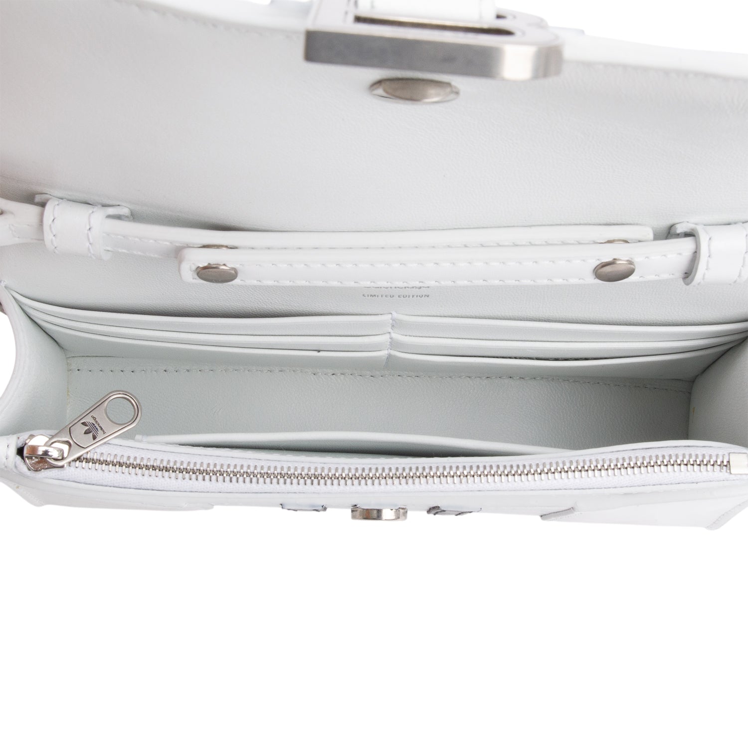 Balenciaga x Adidas White/Black Striped Leather Hourglass Chain Wallet