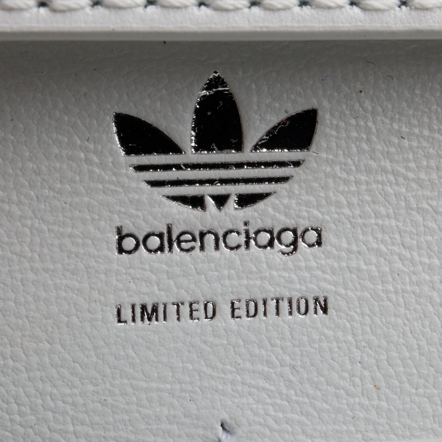 Balenciaga x Adidas White/Black Striped Leather Hourglass Chain Wallet