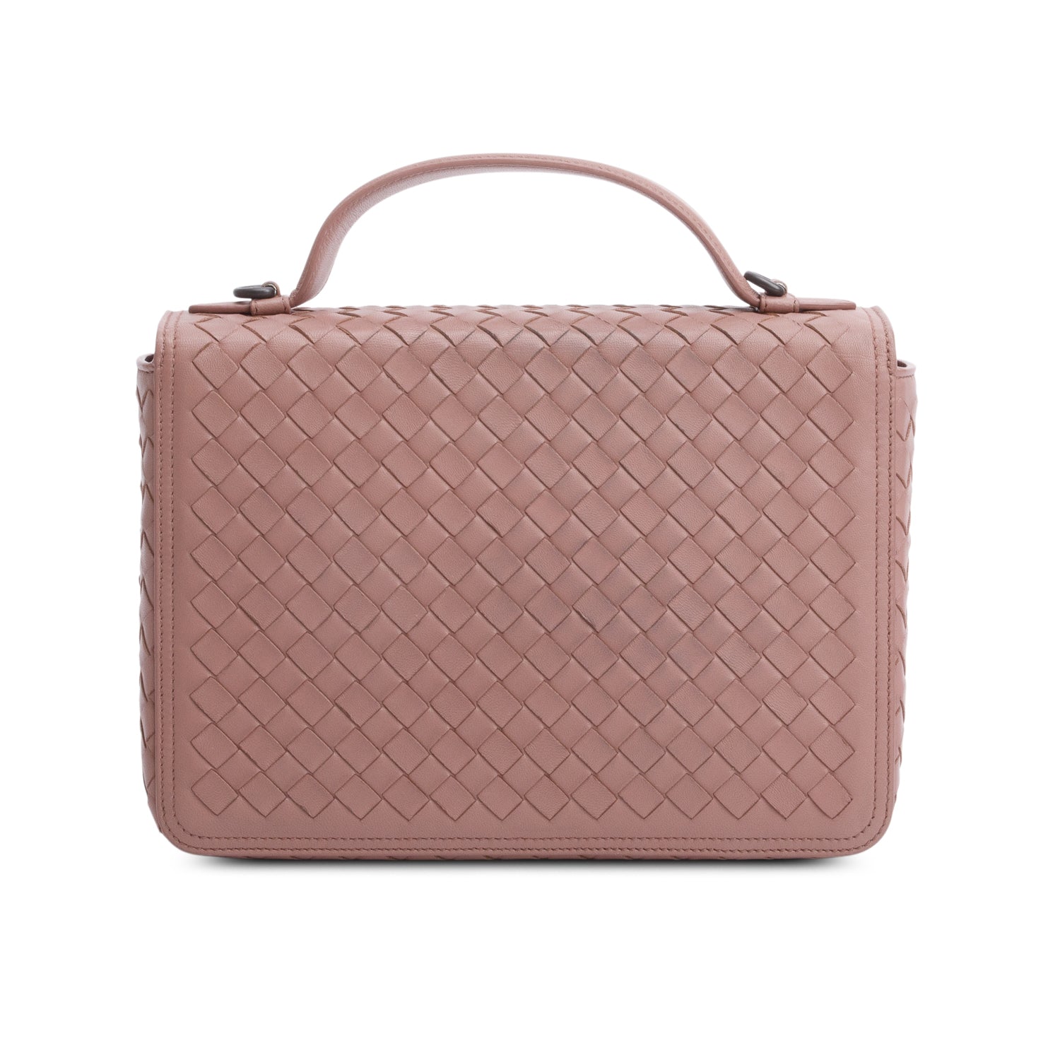 Bottega Veneta Pink Intrecciato Leather Alumna Flap Shoulder Bag